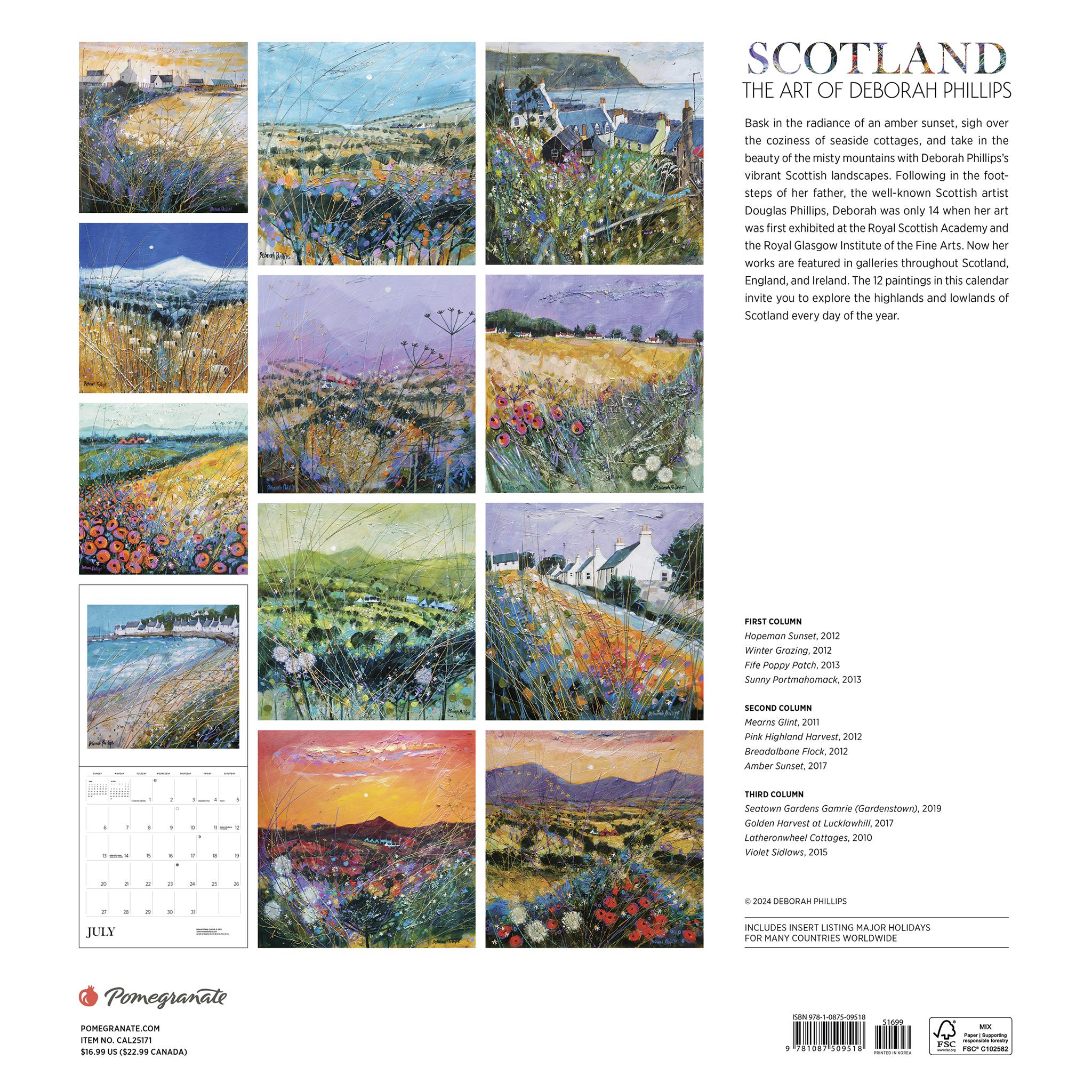 Scotland The Art Of Deborah Phillips Wall 2025 Calendar - Online Exclusive