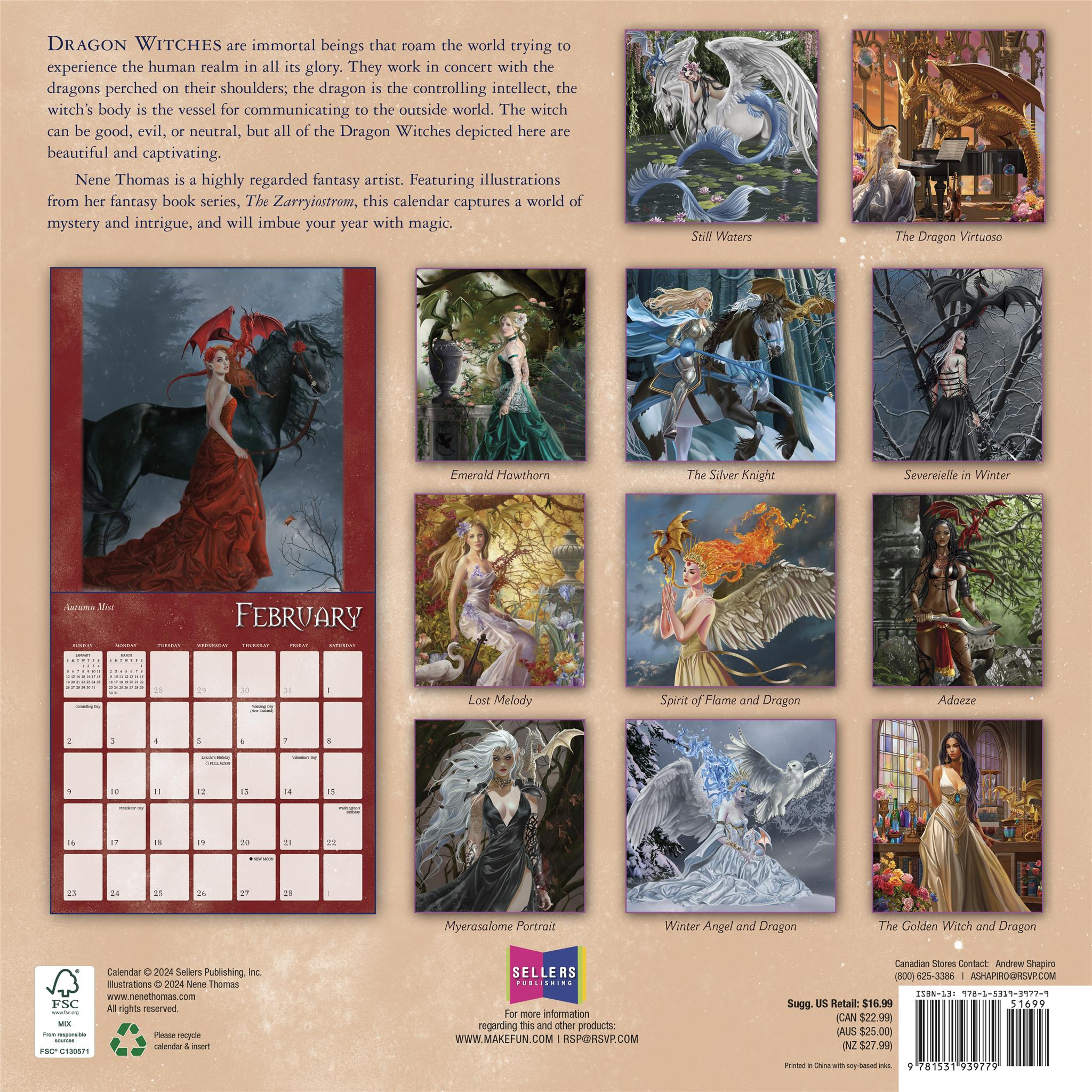 Dragon Witches Wall 2025 Calendar