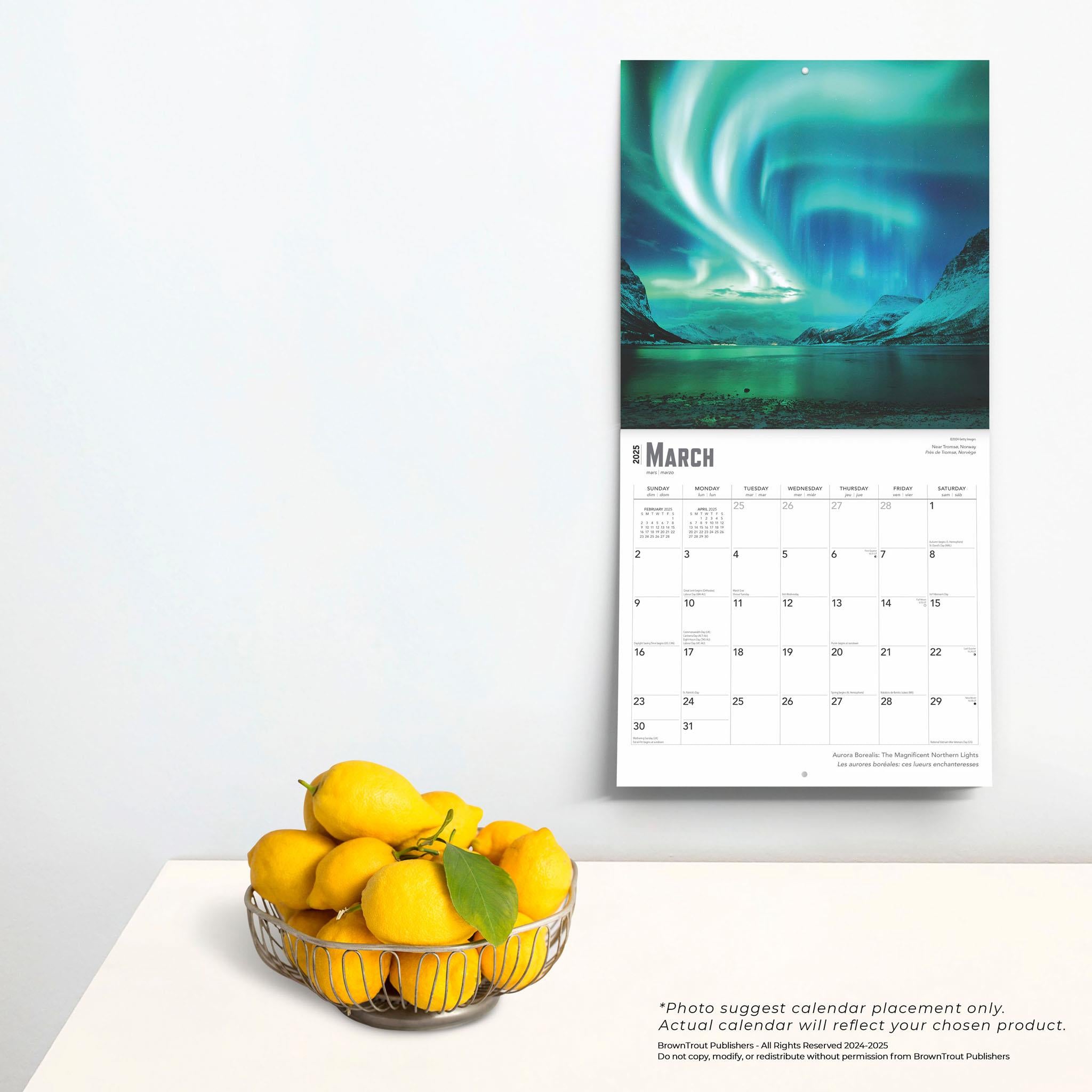 Aurora Borealis Bilingual Wall 2025 Calendar - Online Exclusive