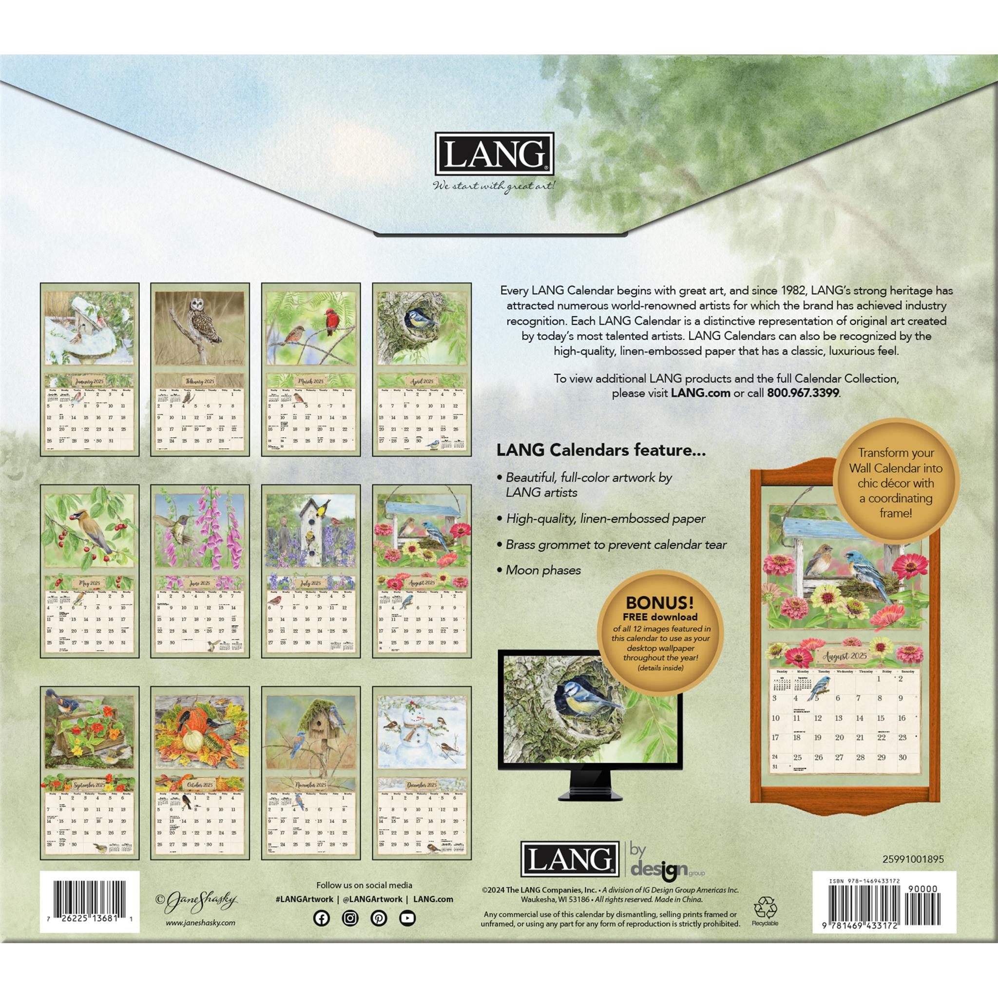 Birds In The Garden Wall 2025 Calendar - Online Exclusive