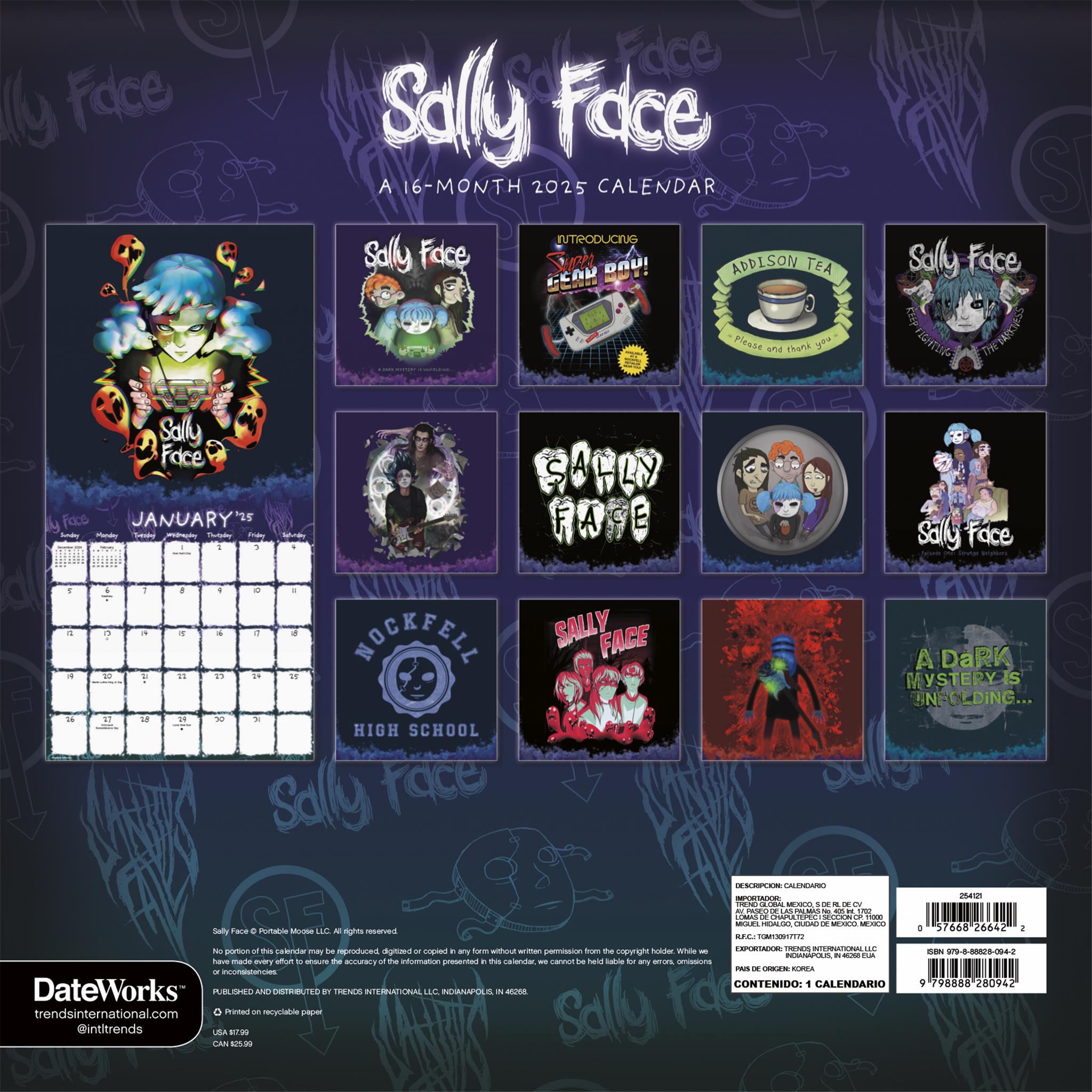 Sally Face Wall 2025 Calendar - Online Exclusive