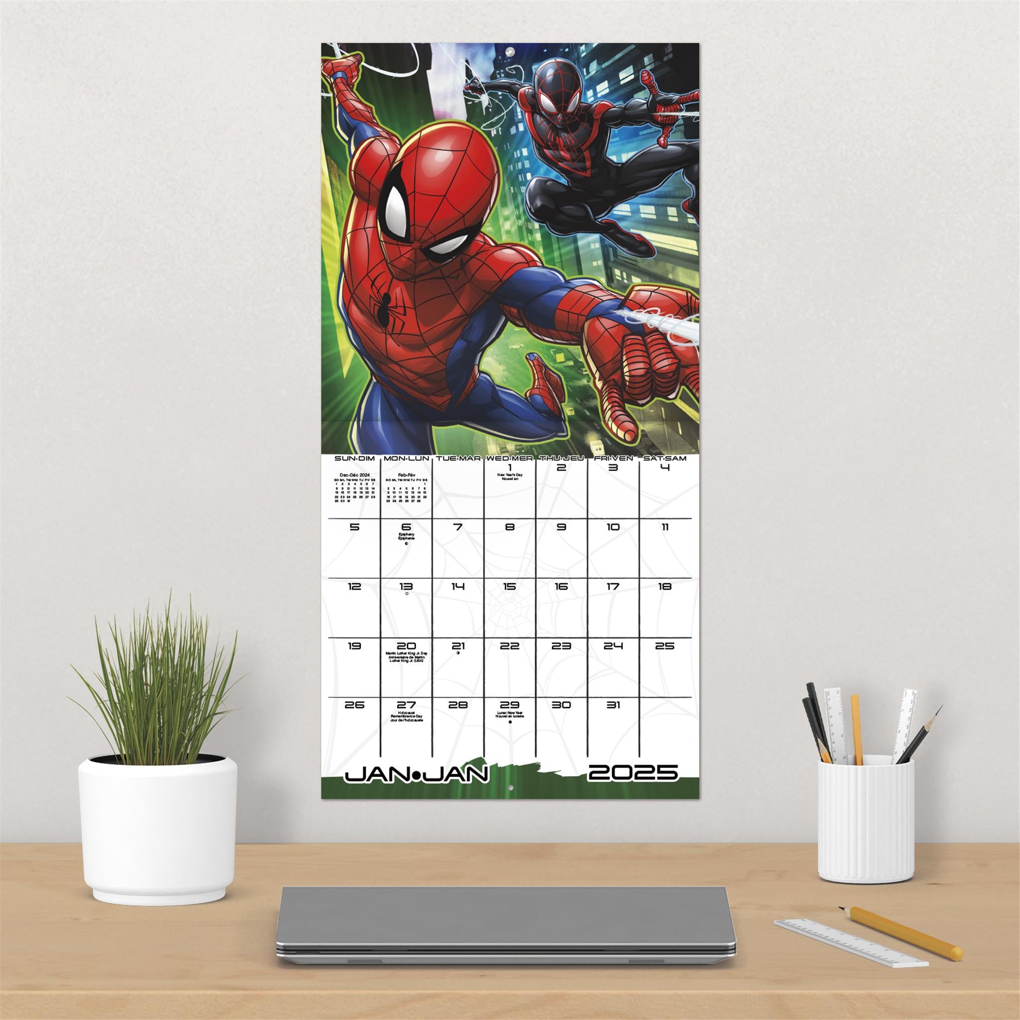 Spider Man Bilingual Wall 2025 Calendar