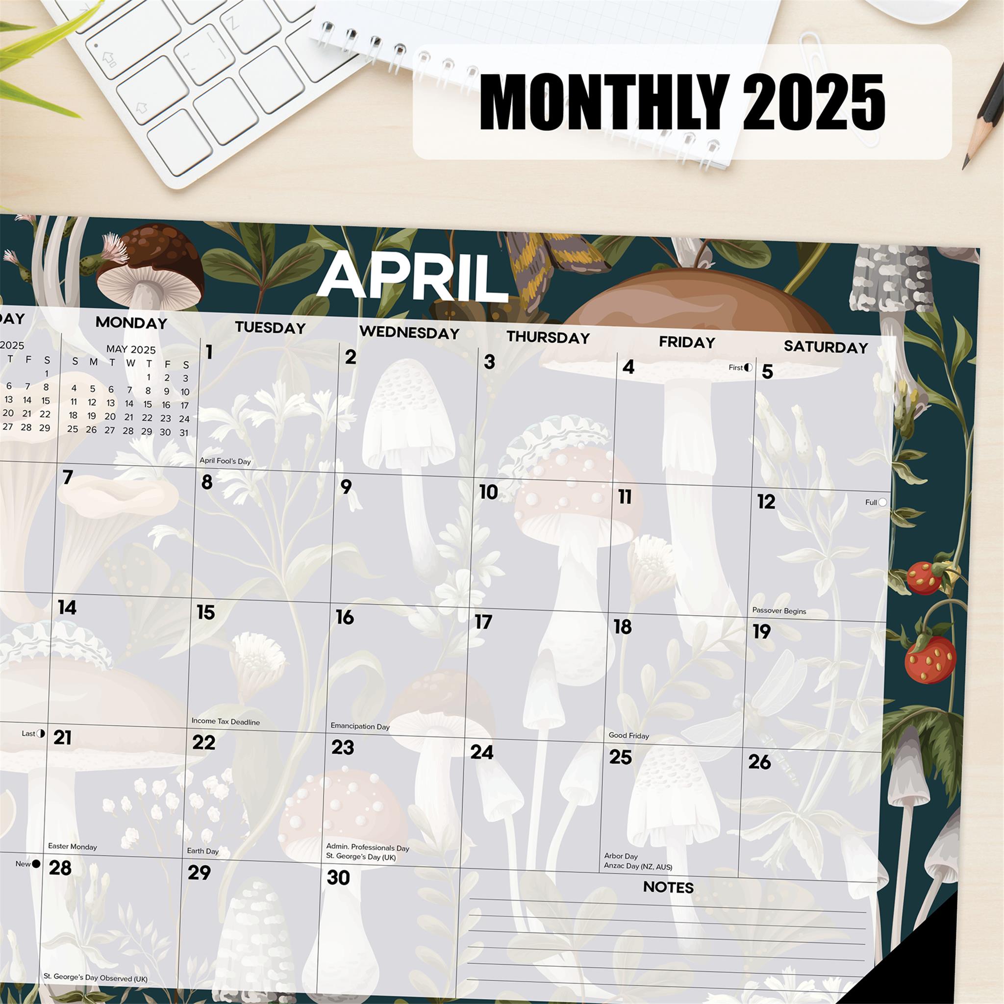 Woodland Mushroom Small Desk Pad 2025 Calendar product image | Calendar Club Canada