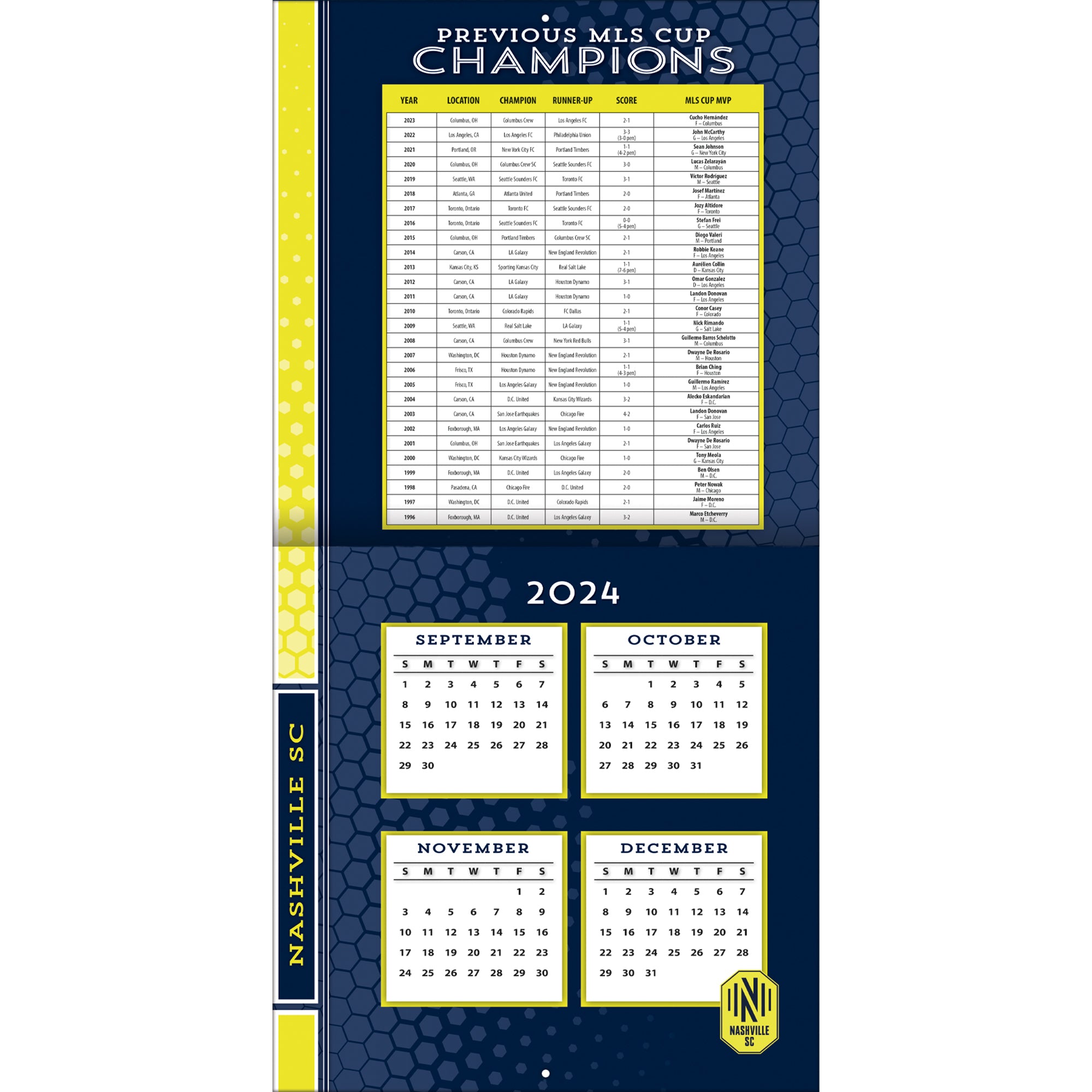 MLS Nashville Wall 2025 Calendar - Online Exclusive