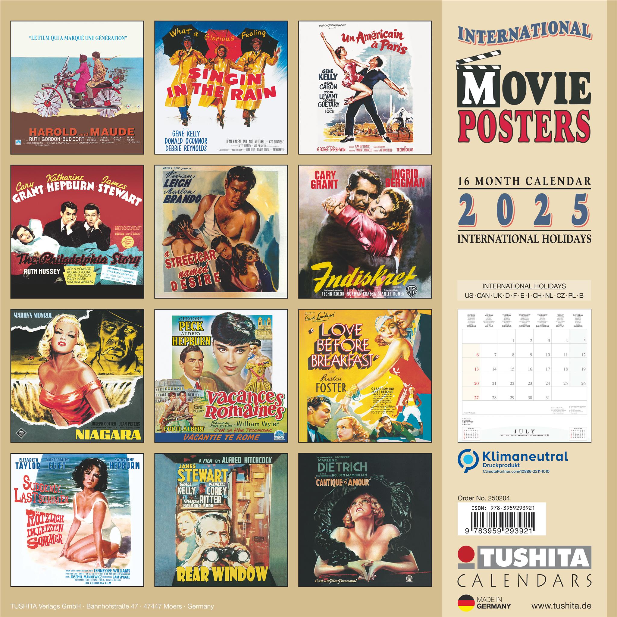 International Movie Posters Wall 2025 Calendar - Online Exclusive