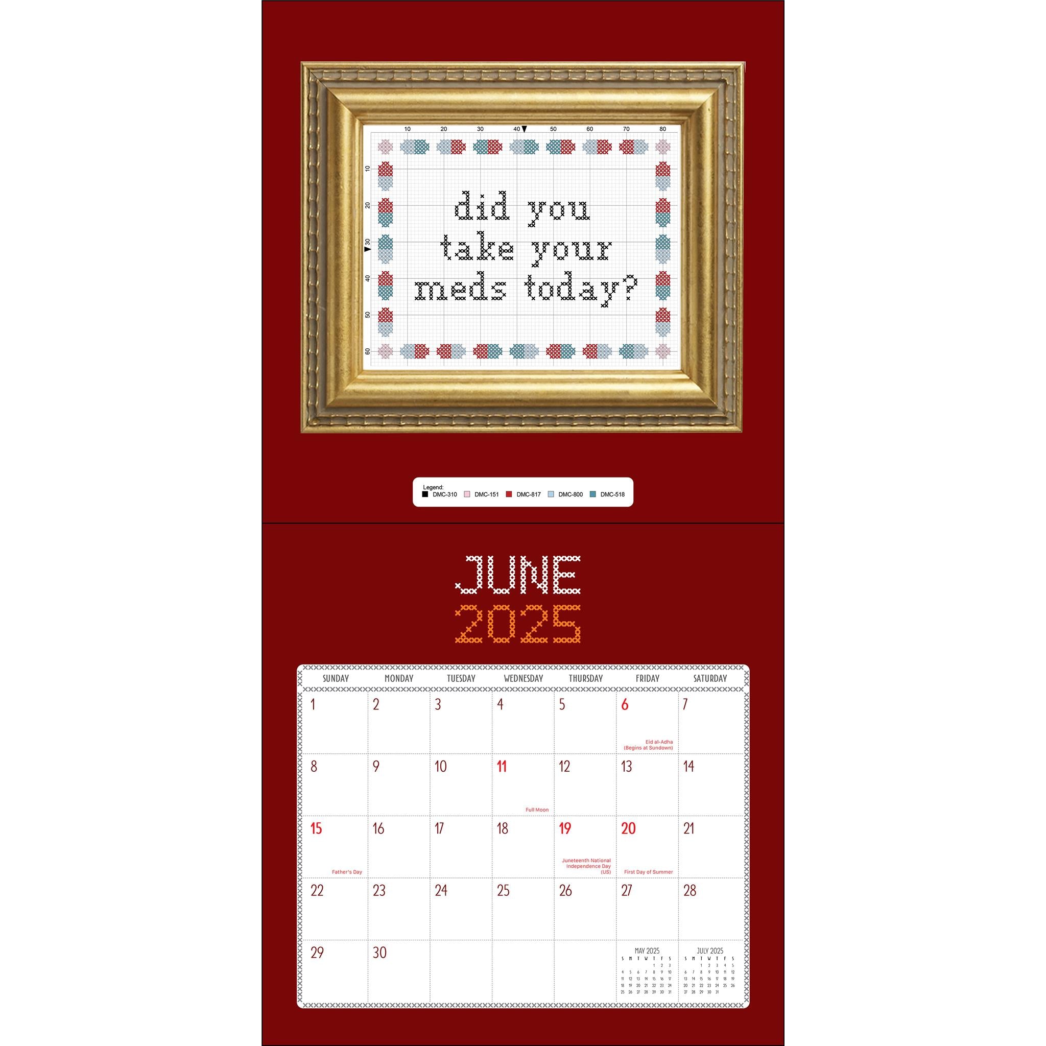 Subversive Cross Stitch Wall 2025 Calendar - Online Exclusive