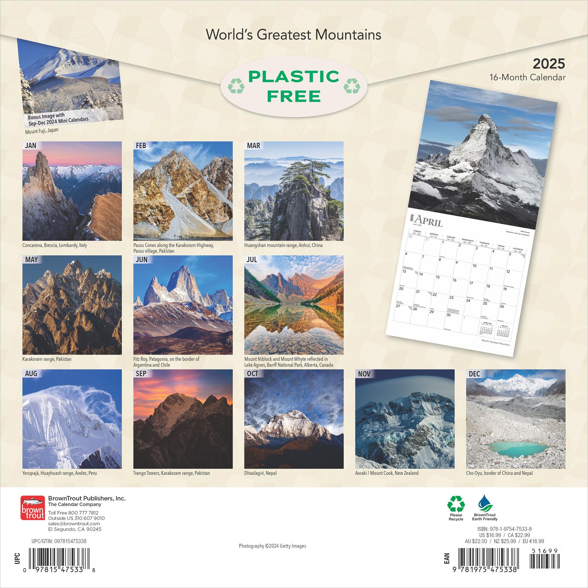 Worlds Greatest Mountains Wall 2025 Calendar - Online Exclusive