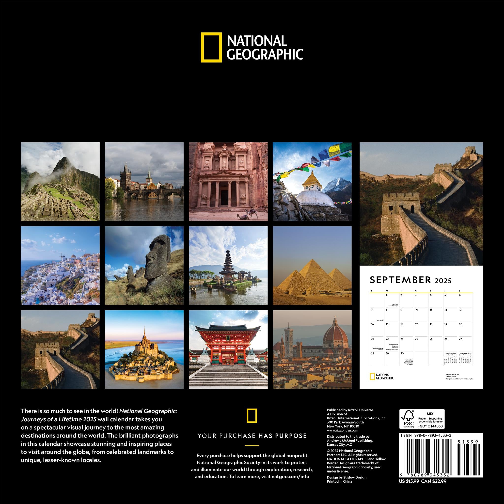 Journeys Of A Lifetime National Geographic Wall 2025 Calendar - Online Exclusive