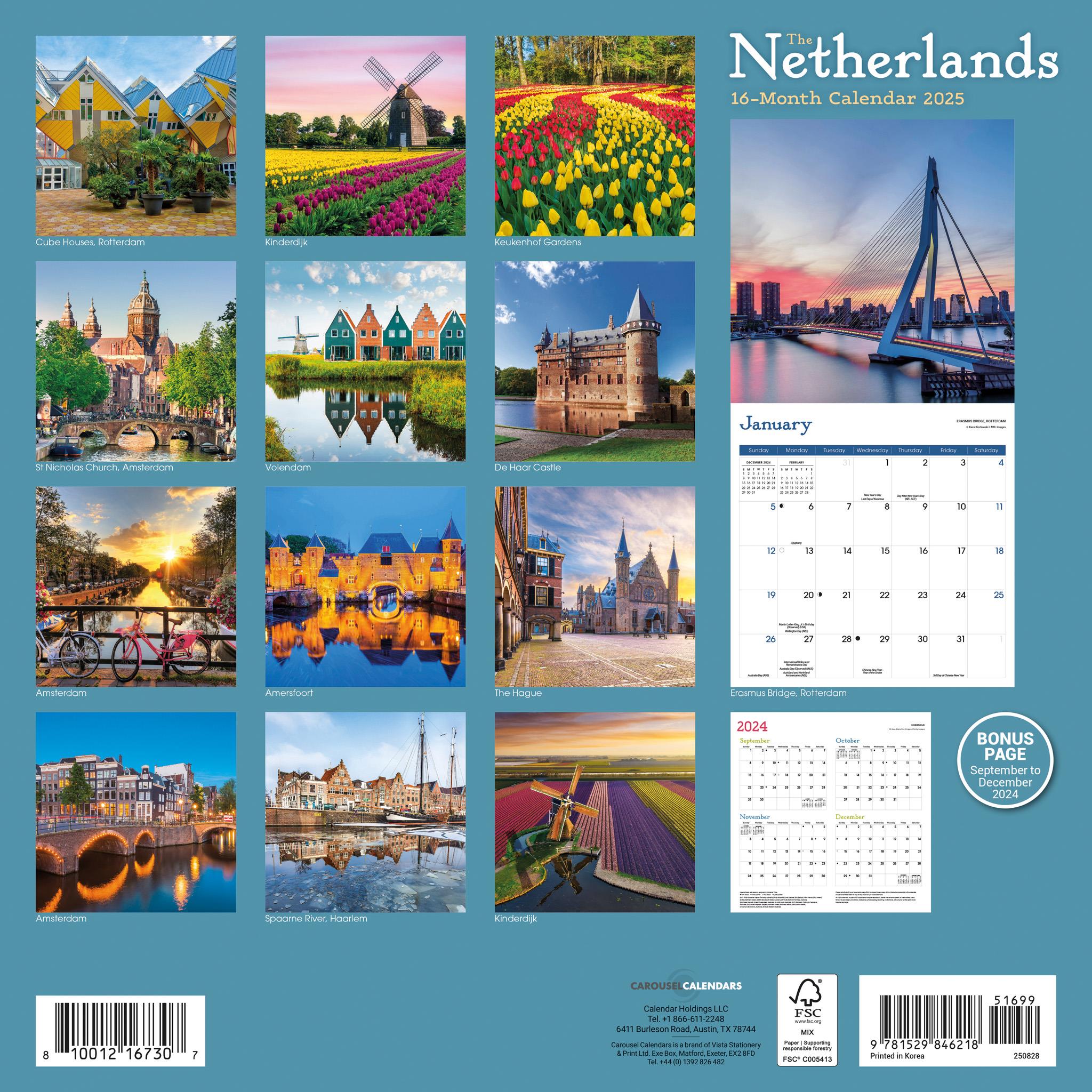 Netherlands Wall 2025 Calendar