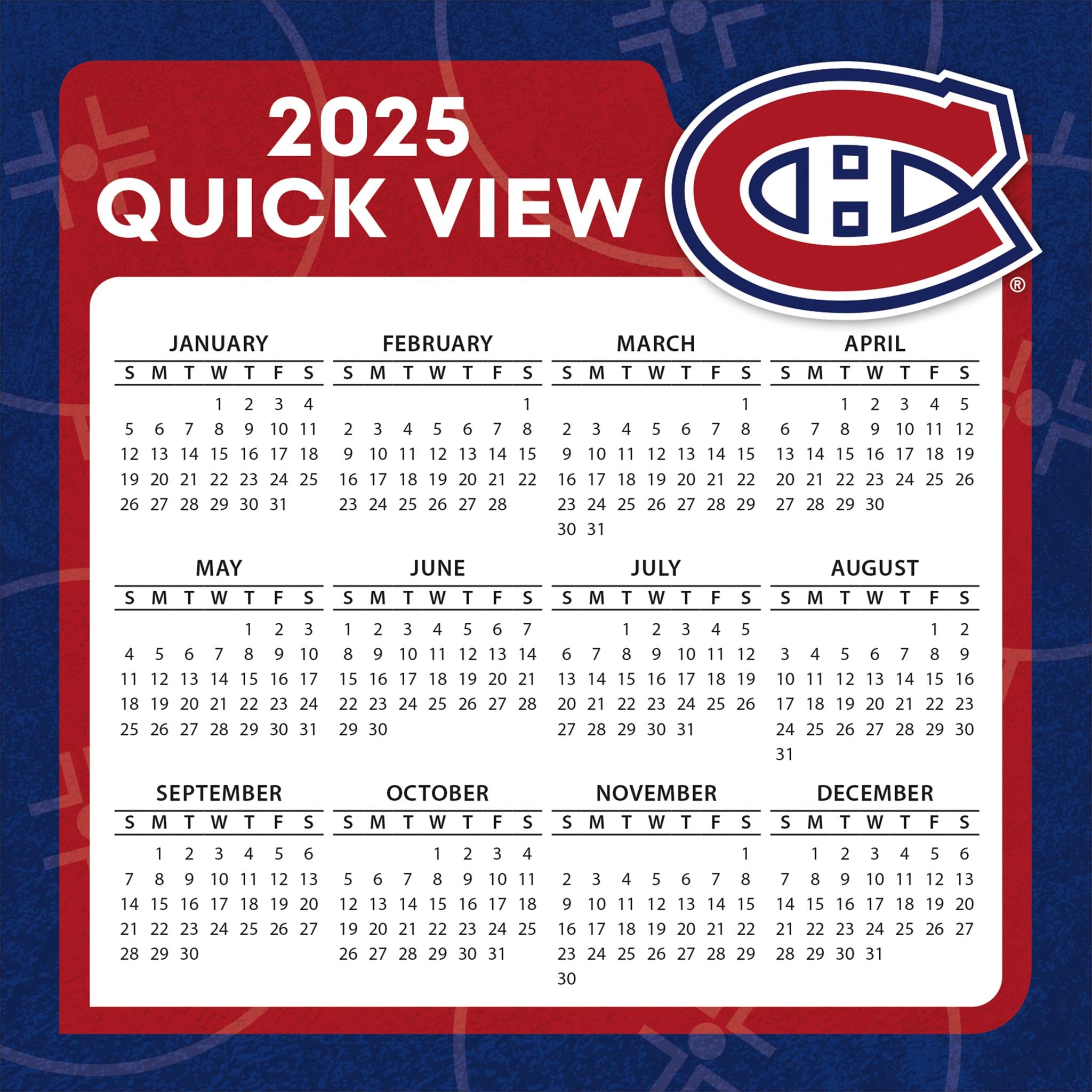 NHL Montreal Canadiens Box 2025 Calendar