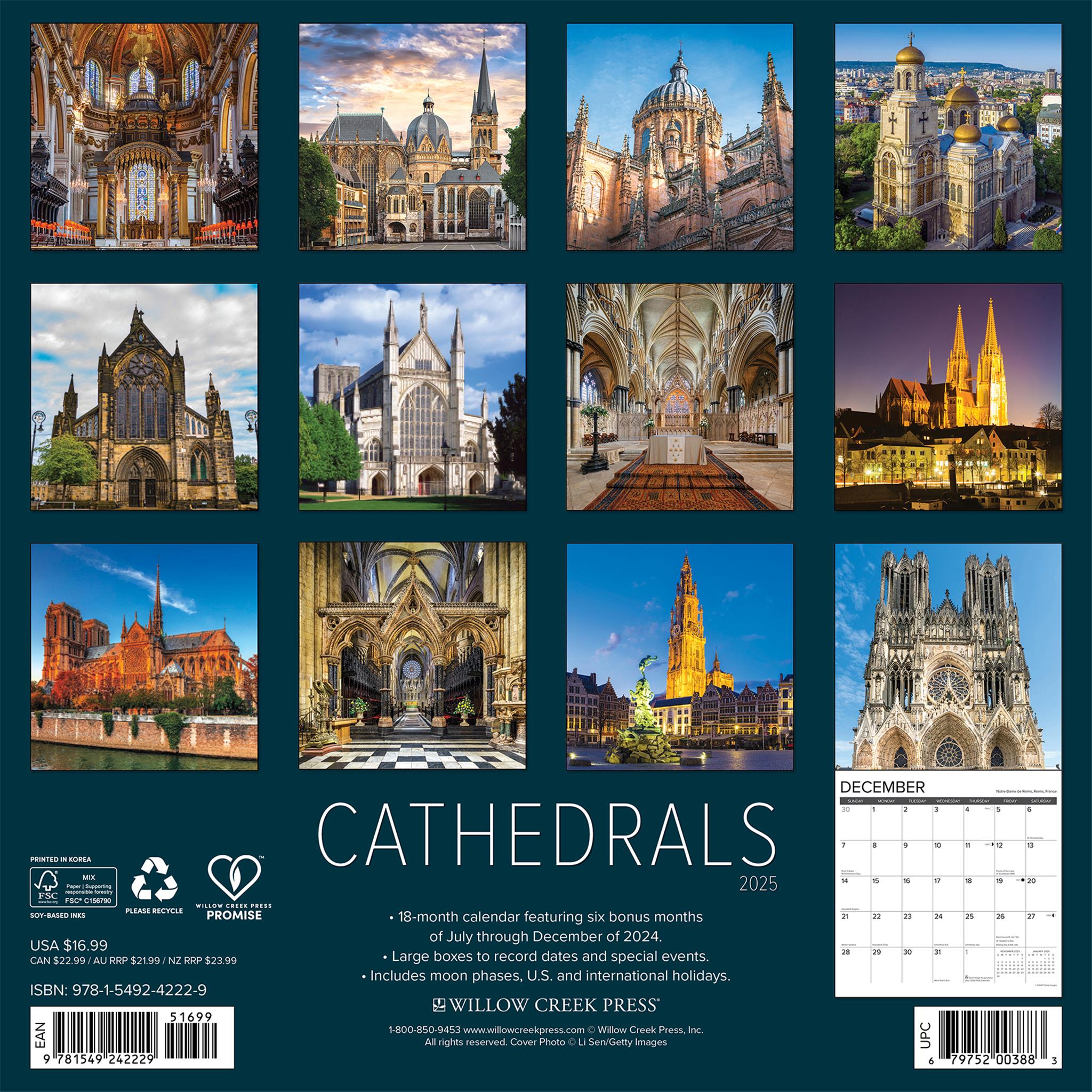 Cathedrals Wall 2025 Calendar - Online Exclusive