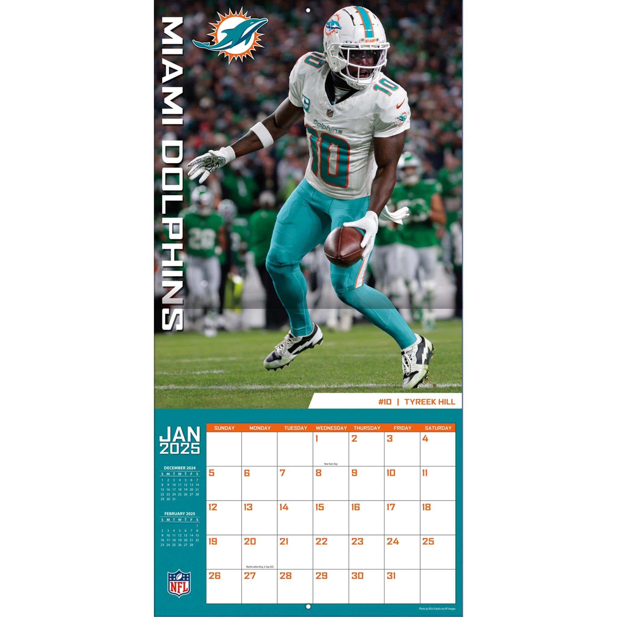 NFL Miami Dolphins Wall 2025 Calendar - Online Exclusive