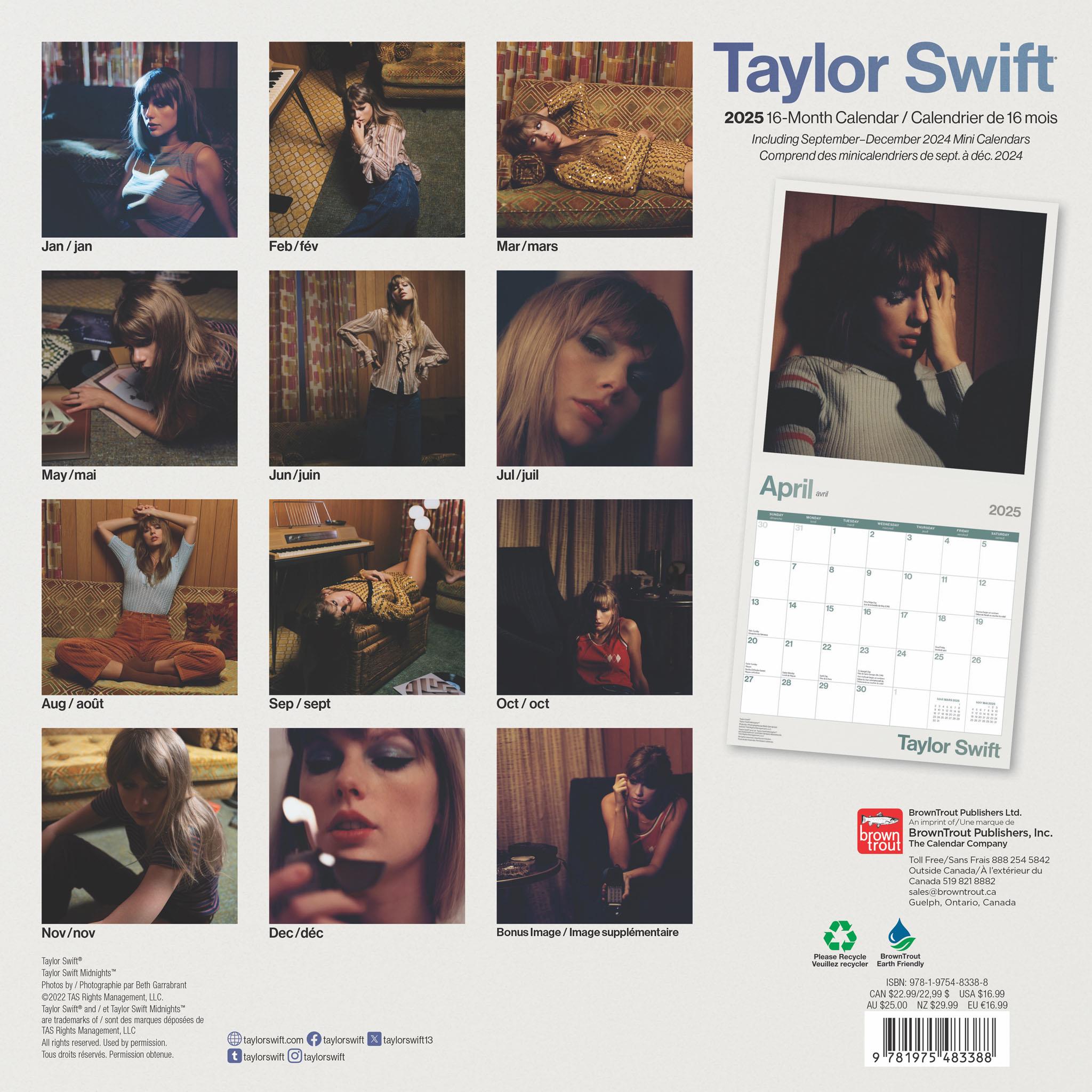 Taylor Swift Bilingual Wall 2025 Calendar