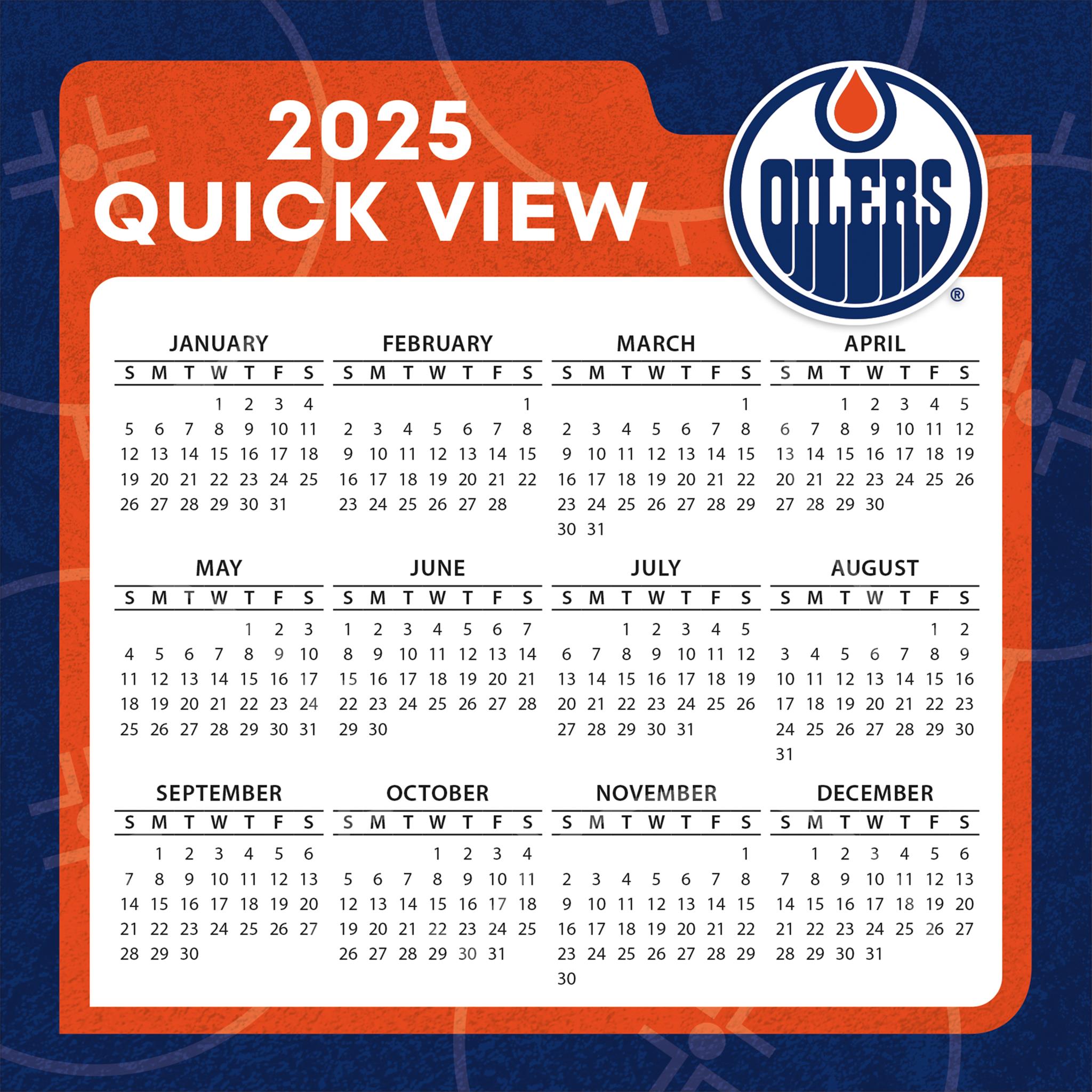 NHL Edmonton Oilers Box 2025 Calendar