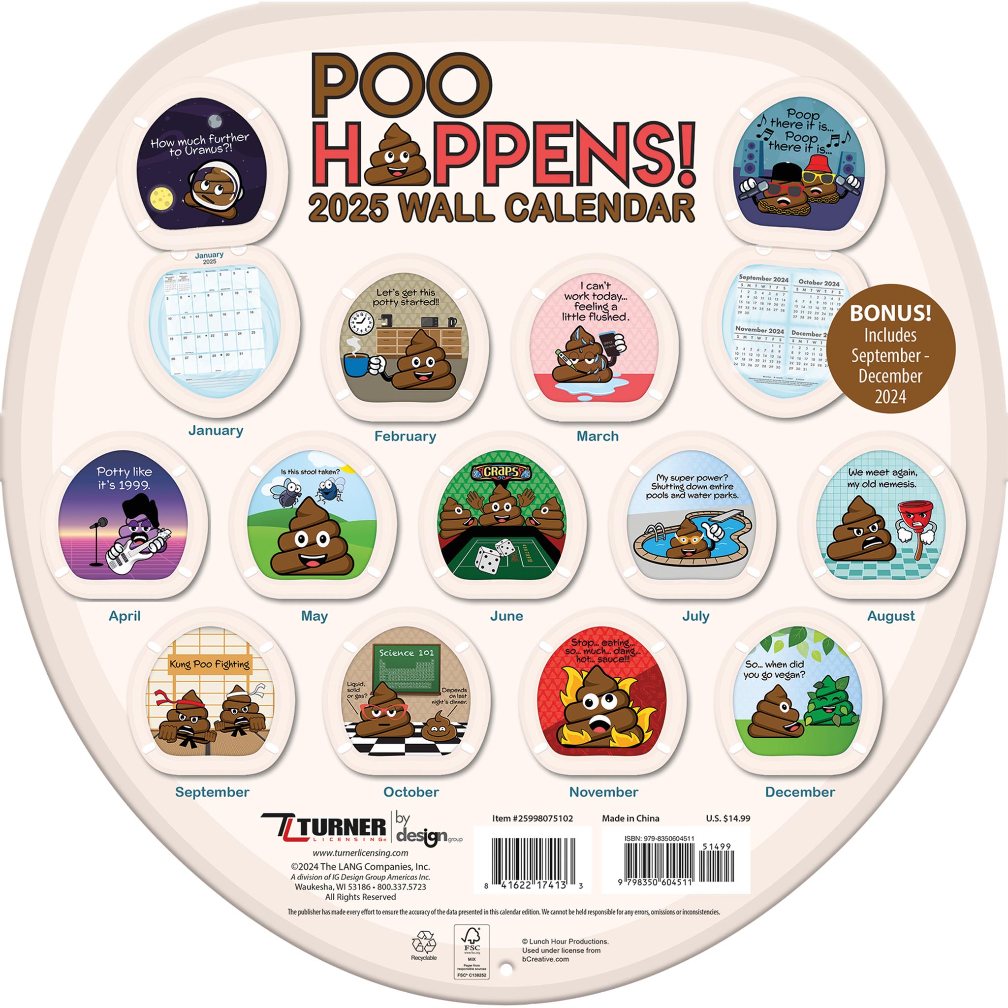 Poo Happens Die Cut Wall 2025 Calendar