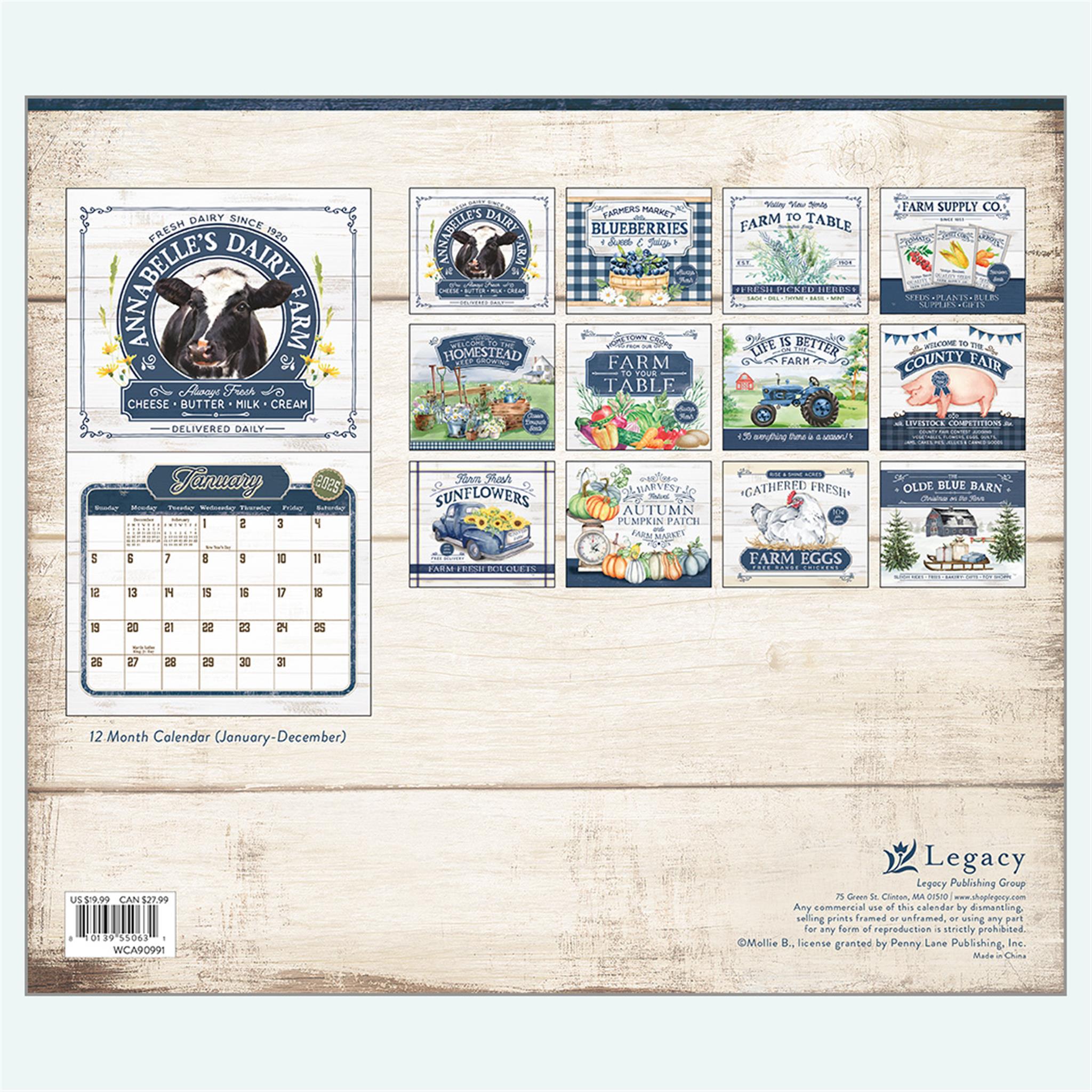 Farm To Table Wall 2025 Calendar