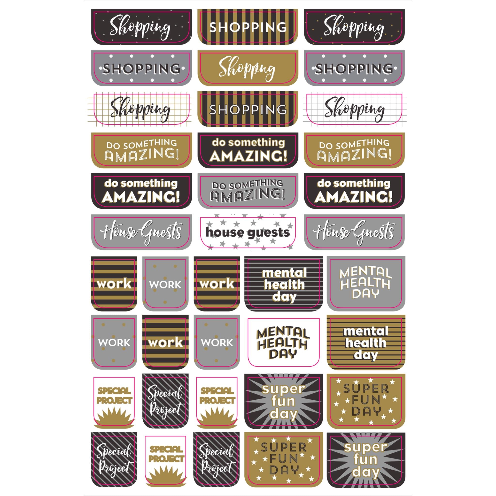 Black and Gold Essentials Planner Stickers