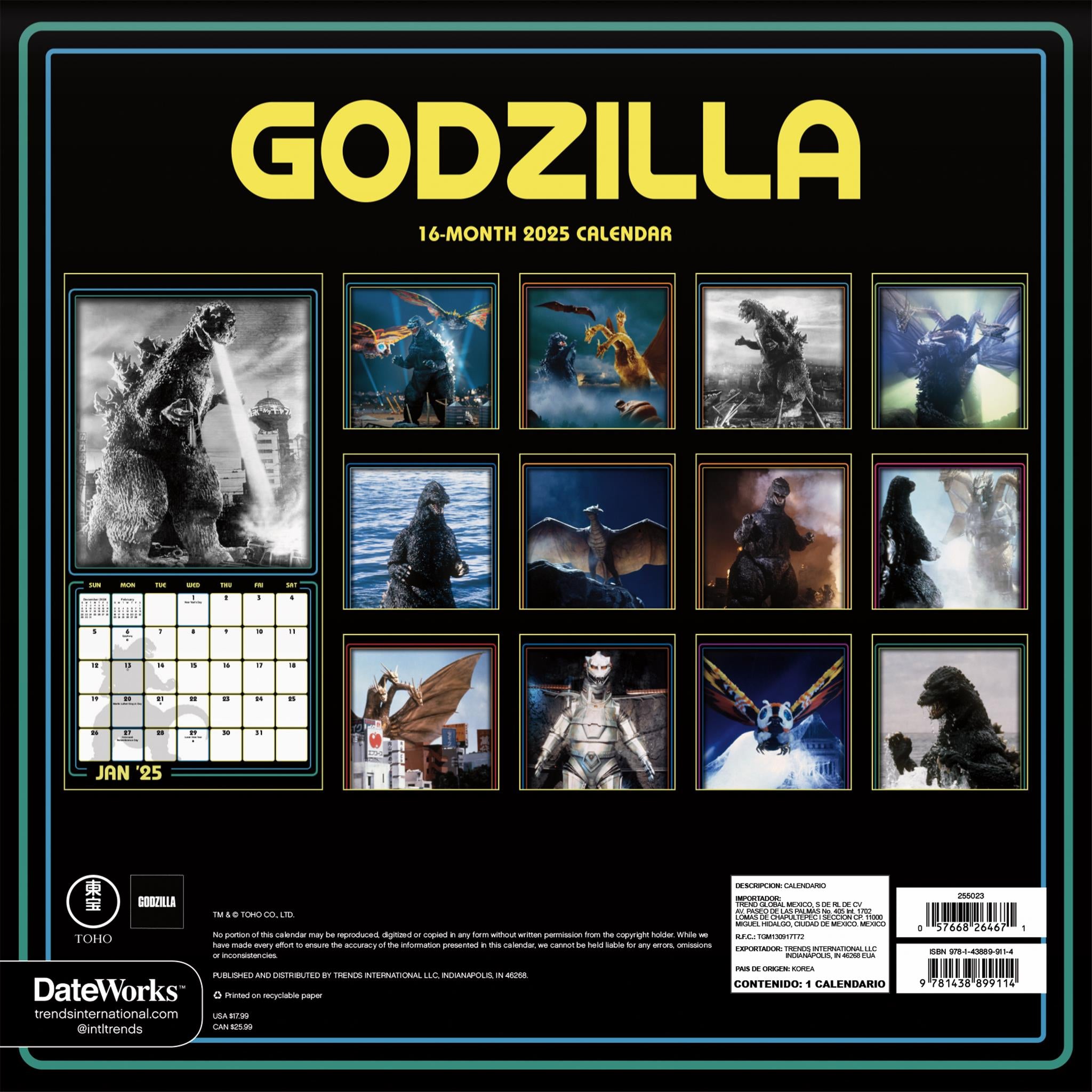 Godzilla Classic Wall 2025 Calendar - Online Exclusive