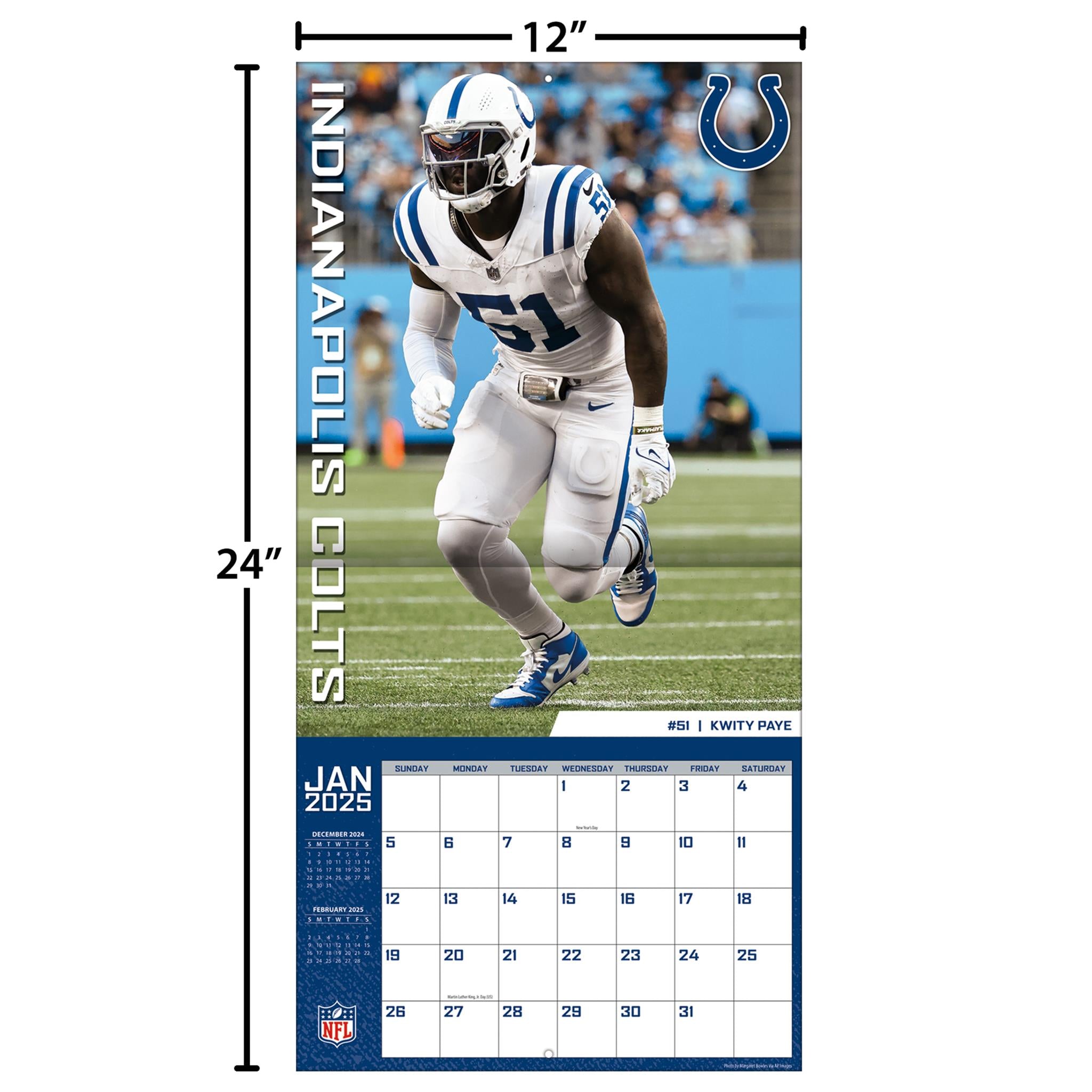 NFL Indianapolis Colts Wall 2025 Calendar - Online Exclusive