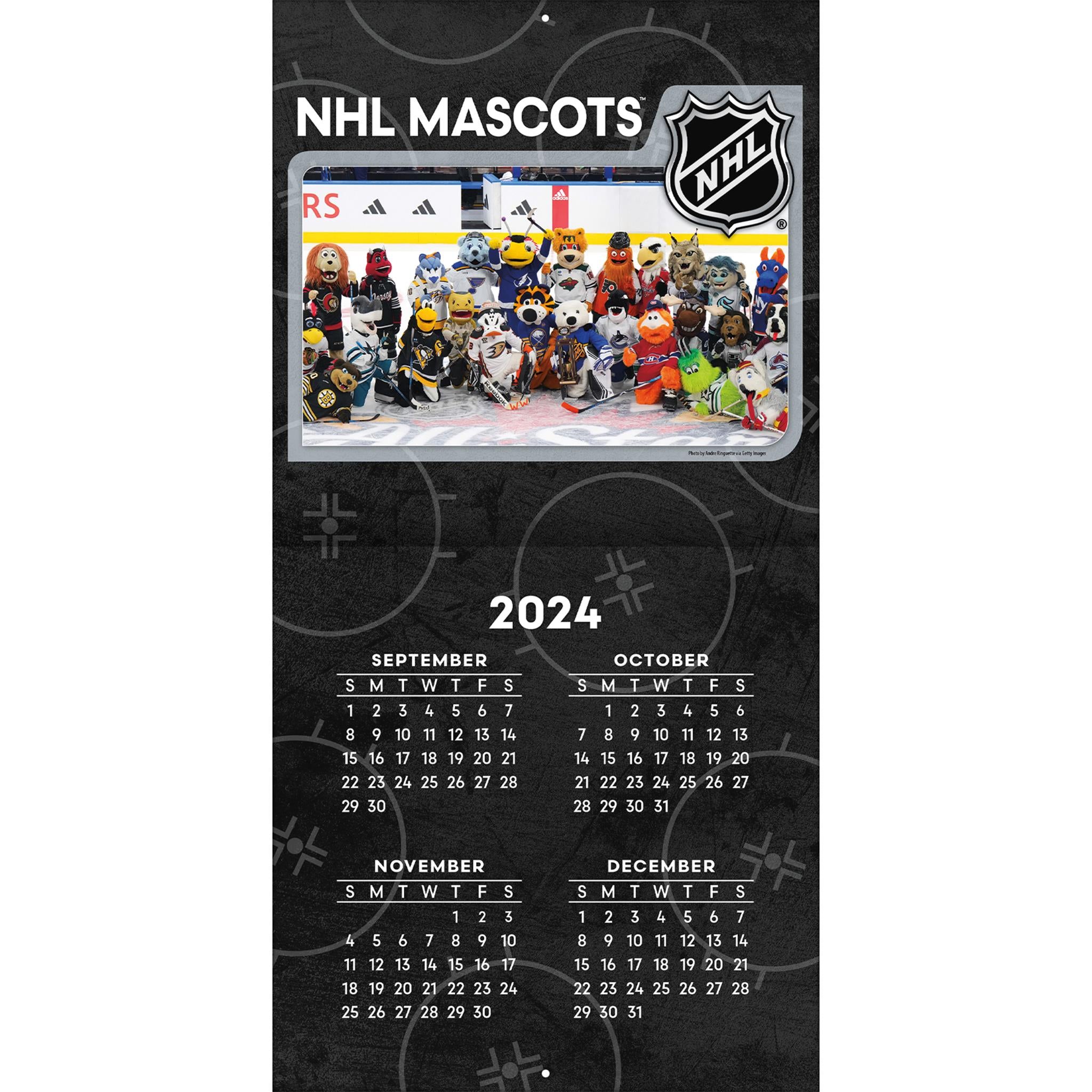 NHL Mascot Wall 2025 Calendar