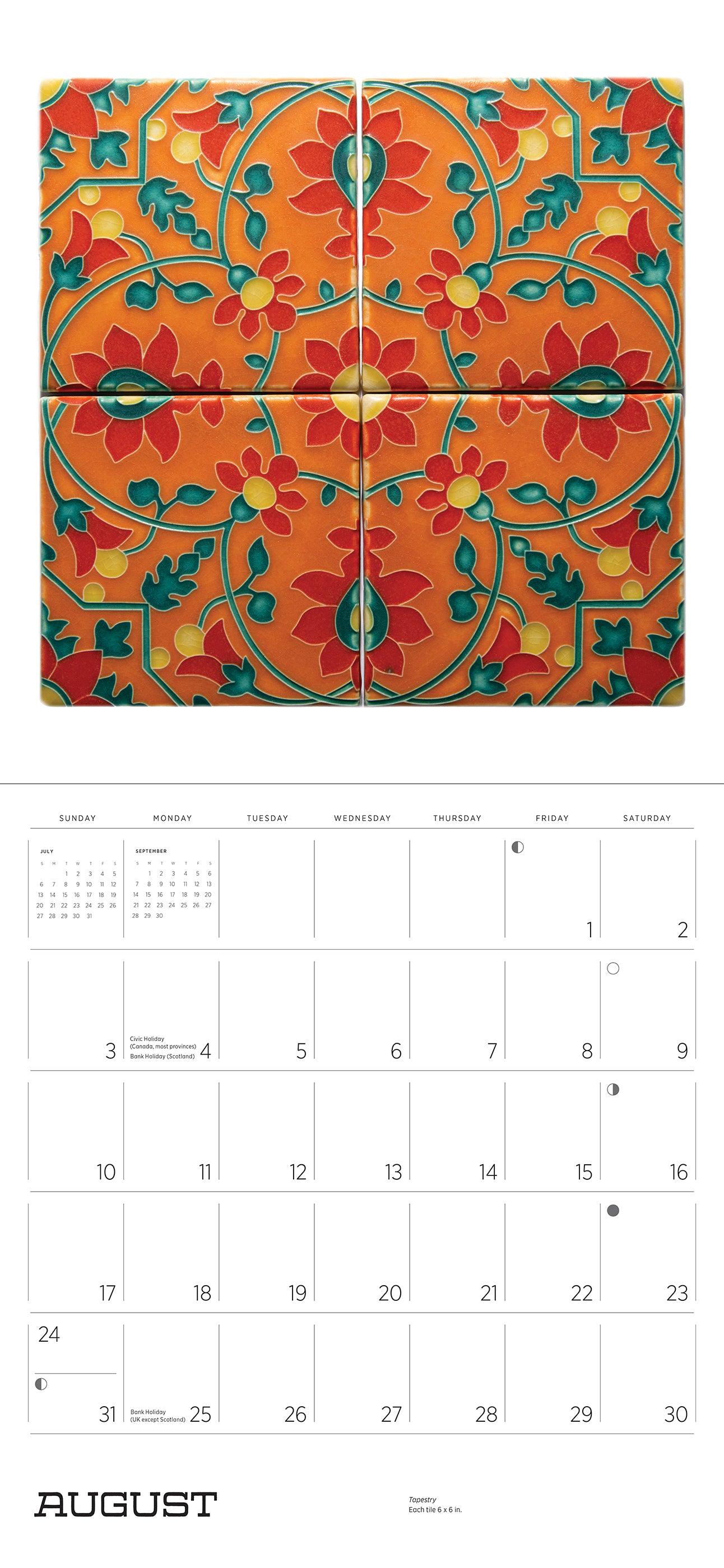 Arts And Crafts Tiles Wall 2025 Calendar