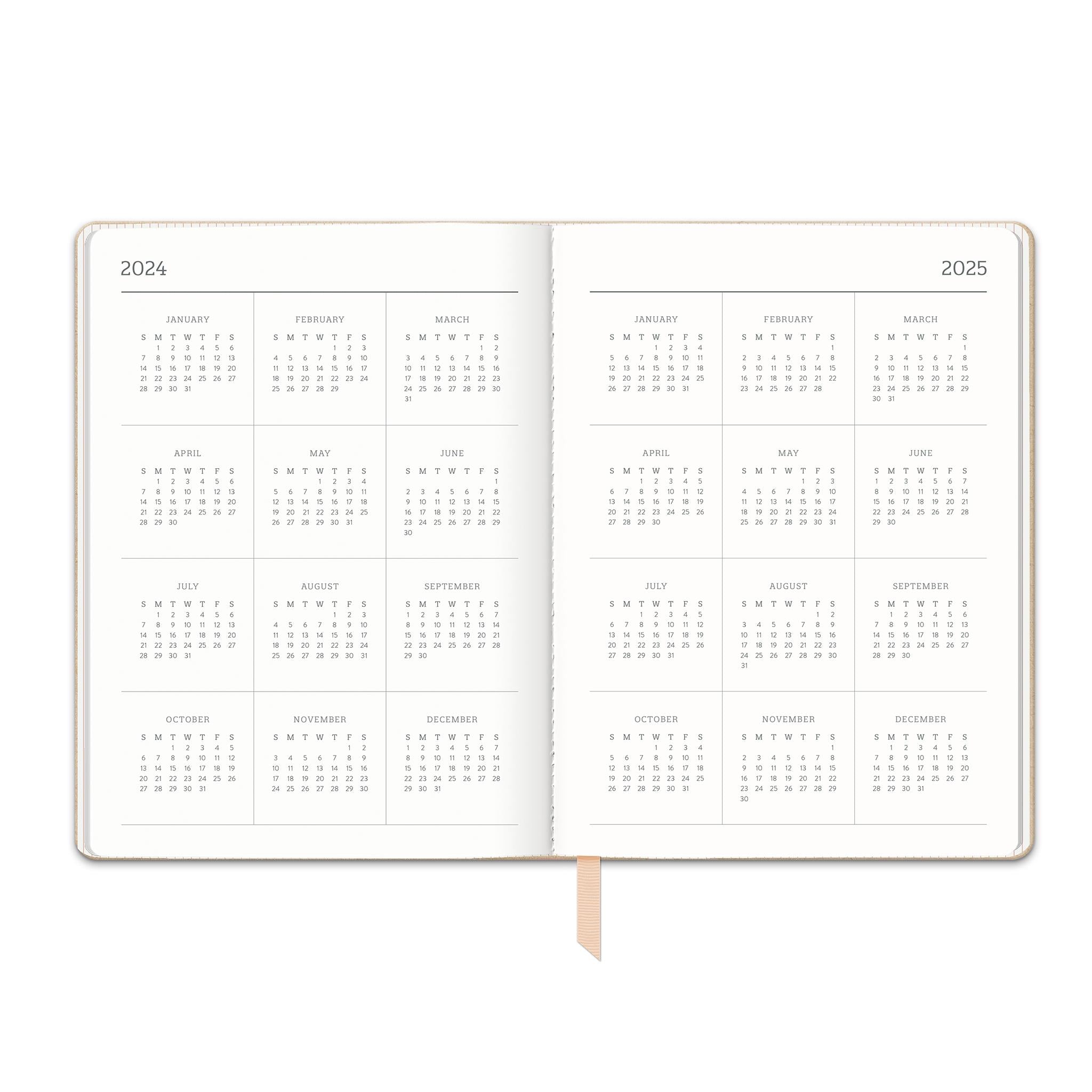 Flowers On Rose Quartz Large Dual-Textured Planner 2025 Calendar