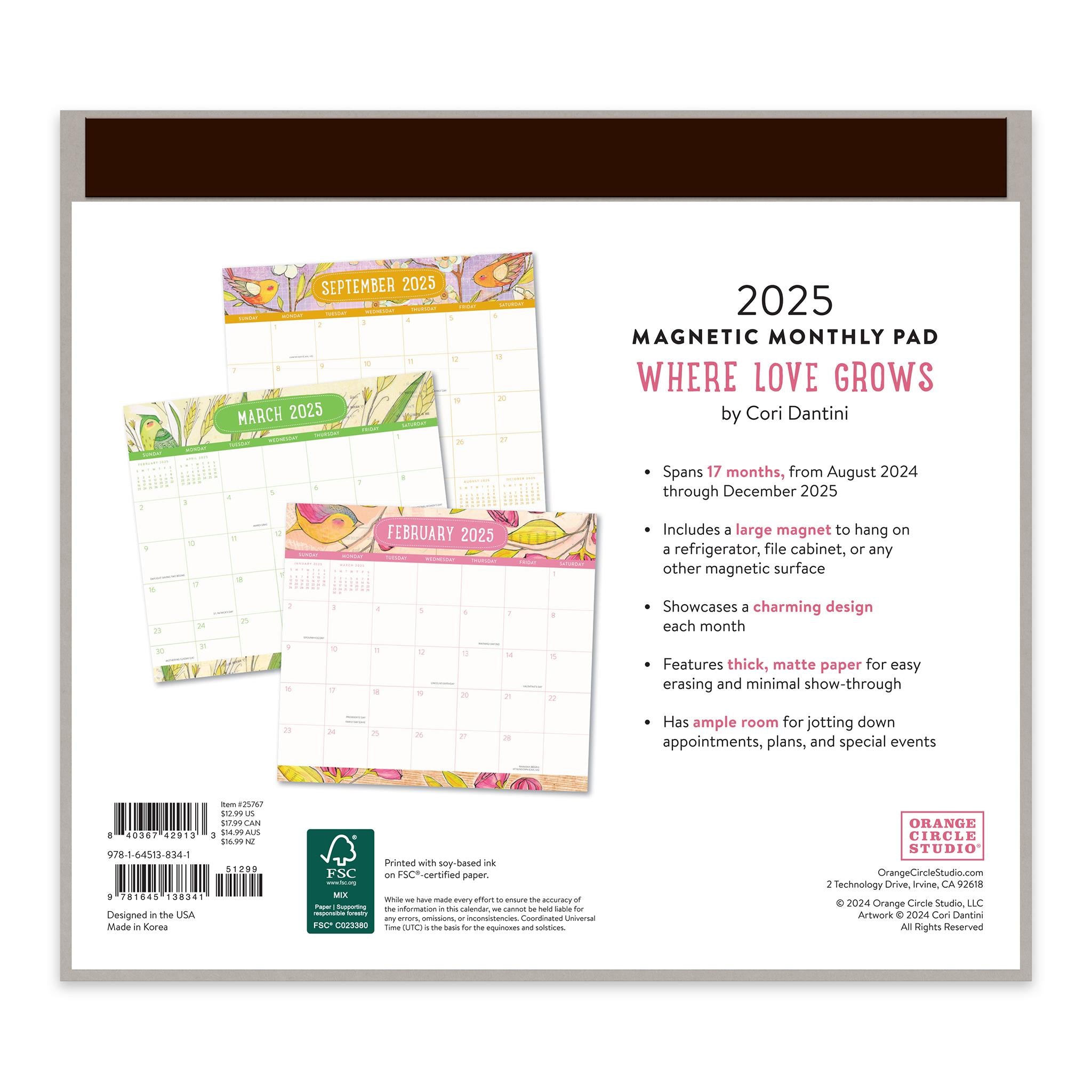 Where Love Grows Magnetic Pad Mini Exclusive 2025 Calendar