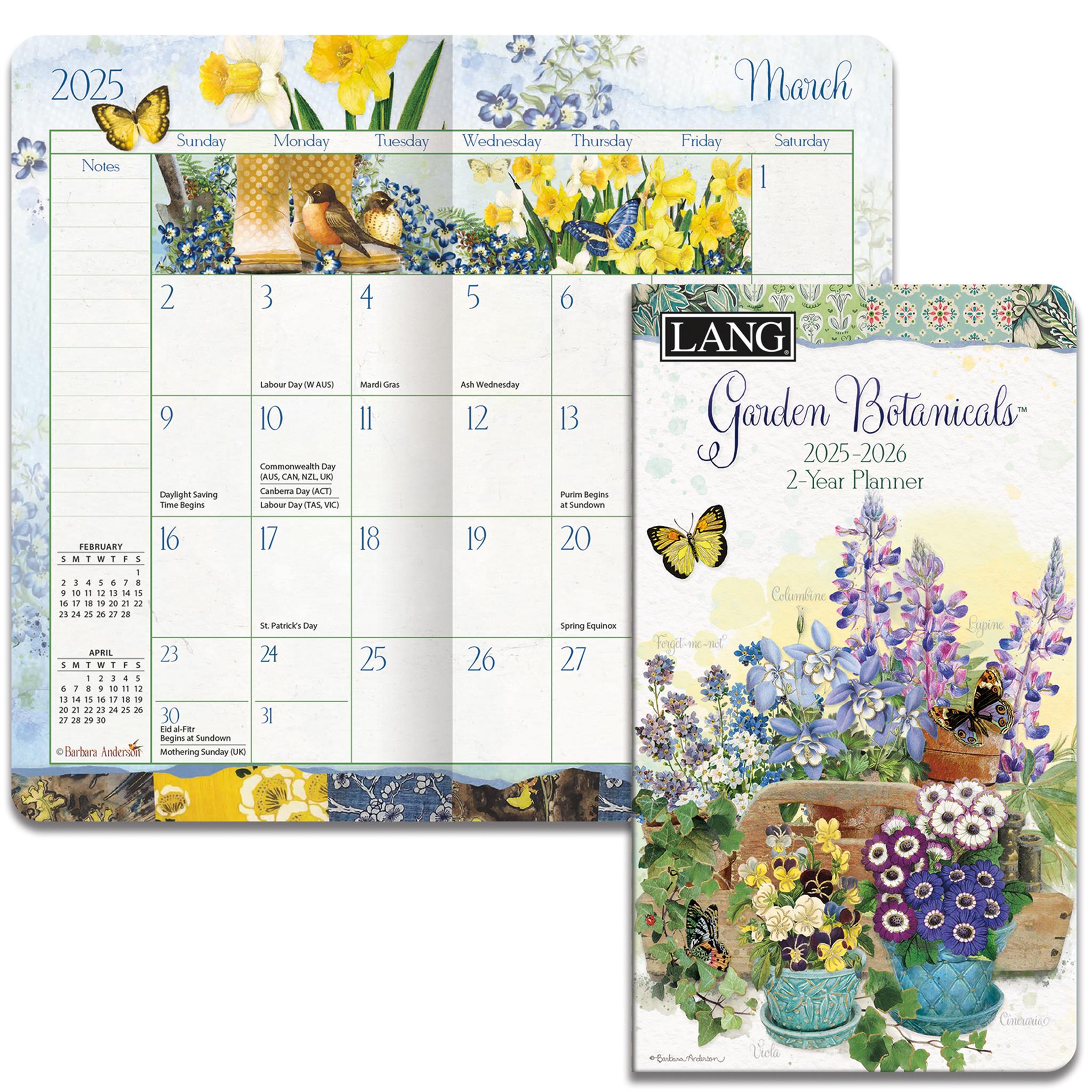 Garden Botanical 2 Yr Pocket Planner 2025 Calendar