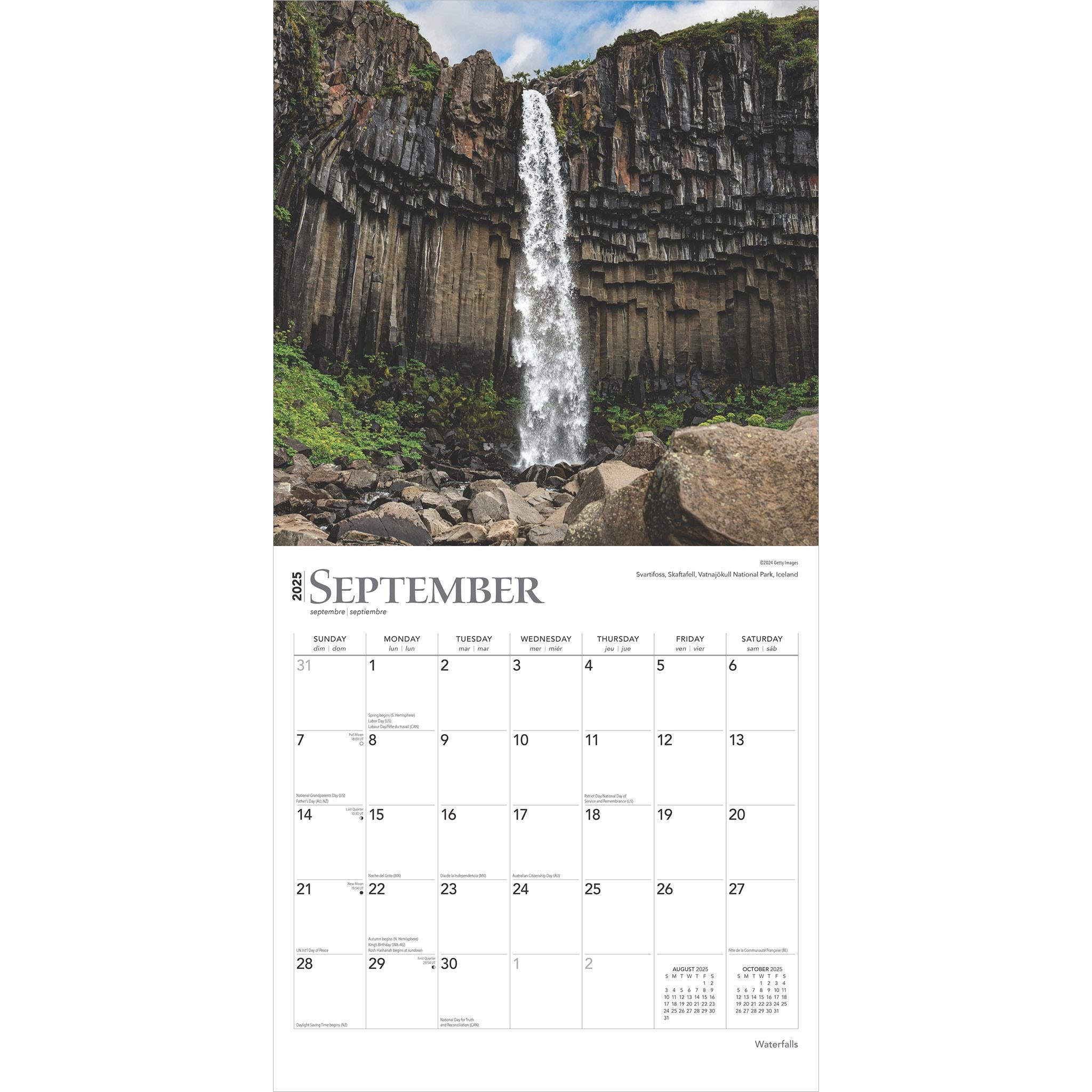 Waterfalls Wall 2025 Calendar