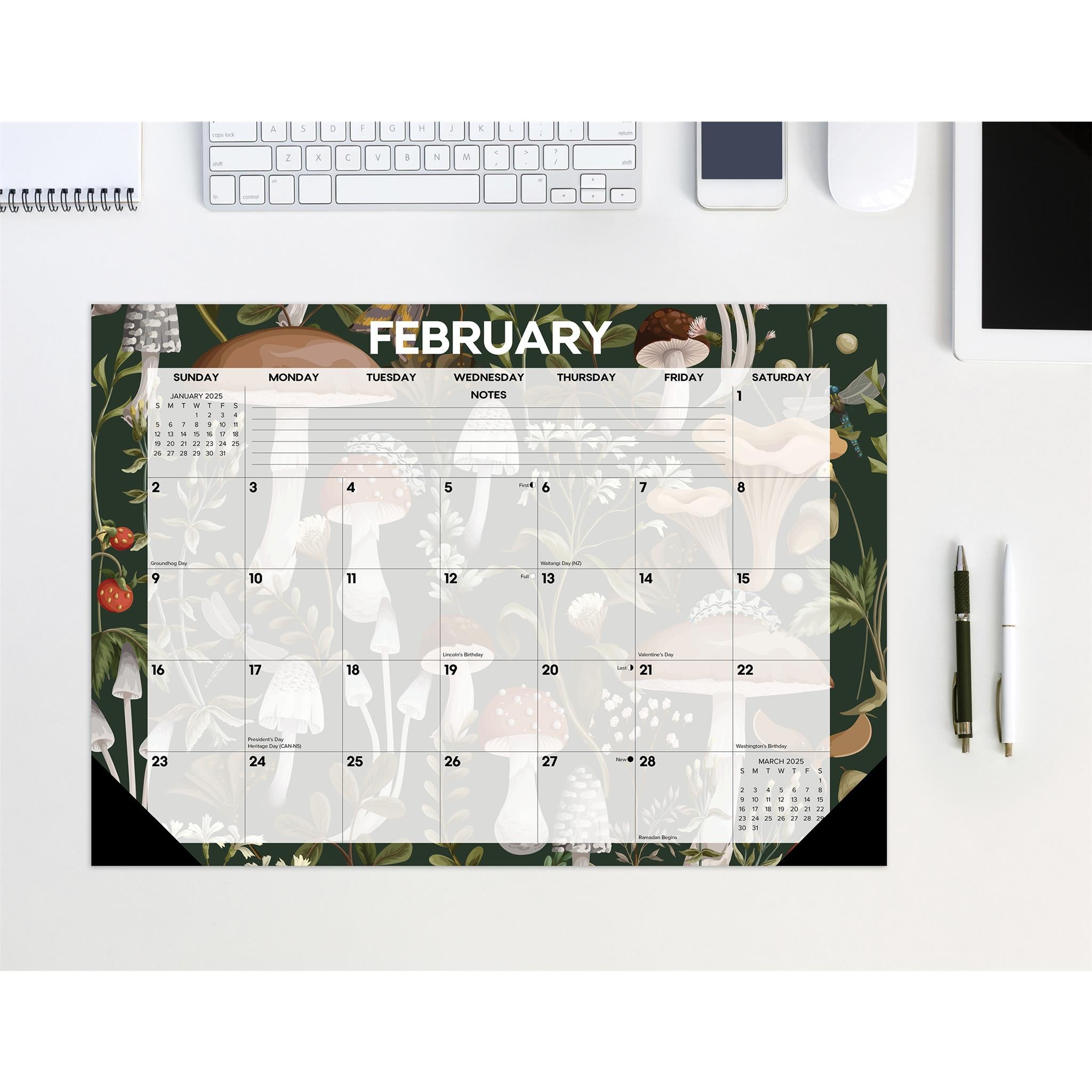 Woodland Mushroom Small Desk Pad 2025 Calendar product image | Calendar Club Canada