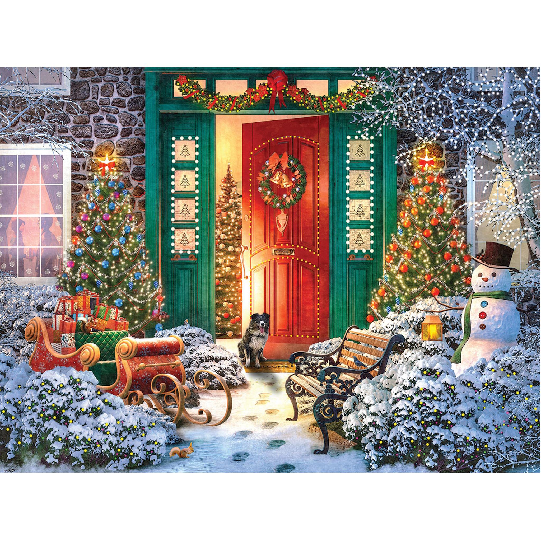 Christmas Door 500 Piece Puzzle White Mountain