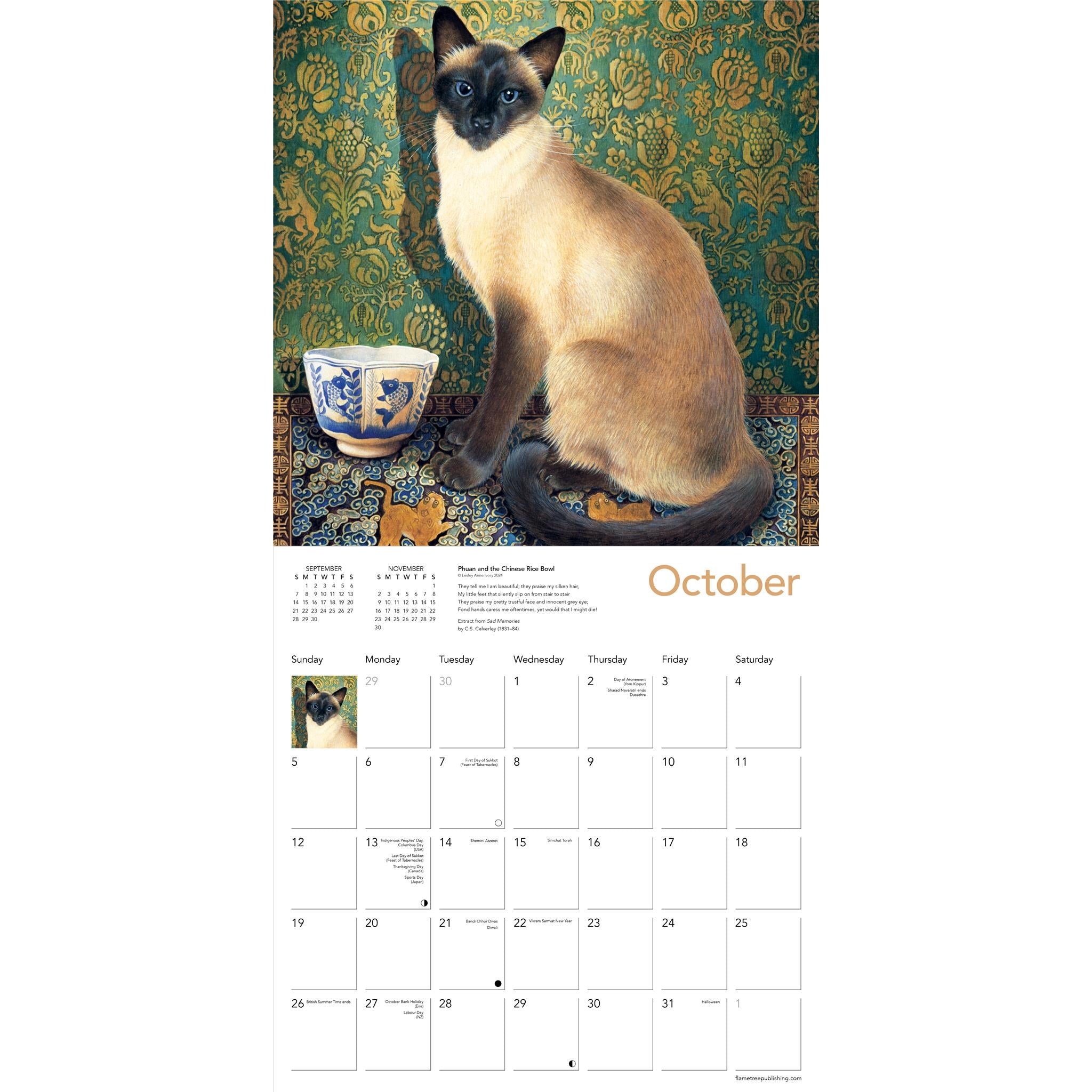 Ivory Cats Wall 2025 Calendar