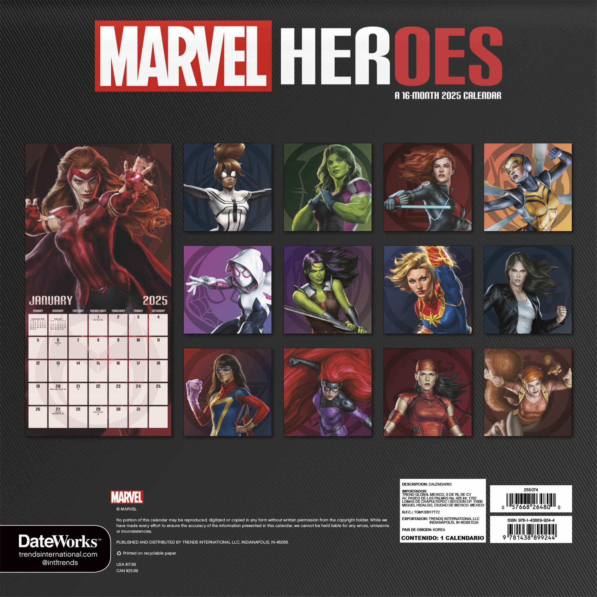 Marvel Heroes Wall 2025 Calendar - Online Exclusive