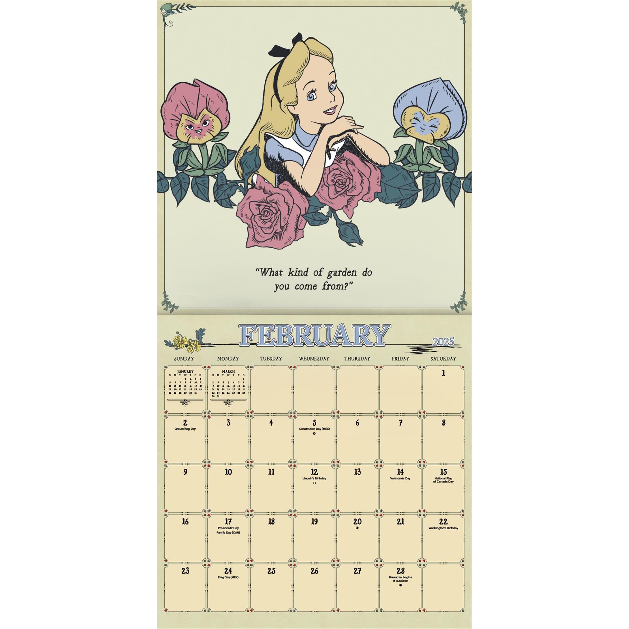 Alice In Wonderland Wall 2025 Calendar - Online Exclusive