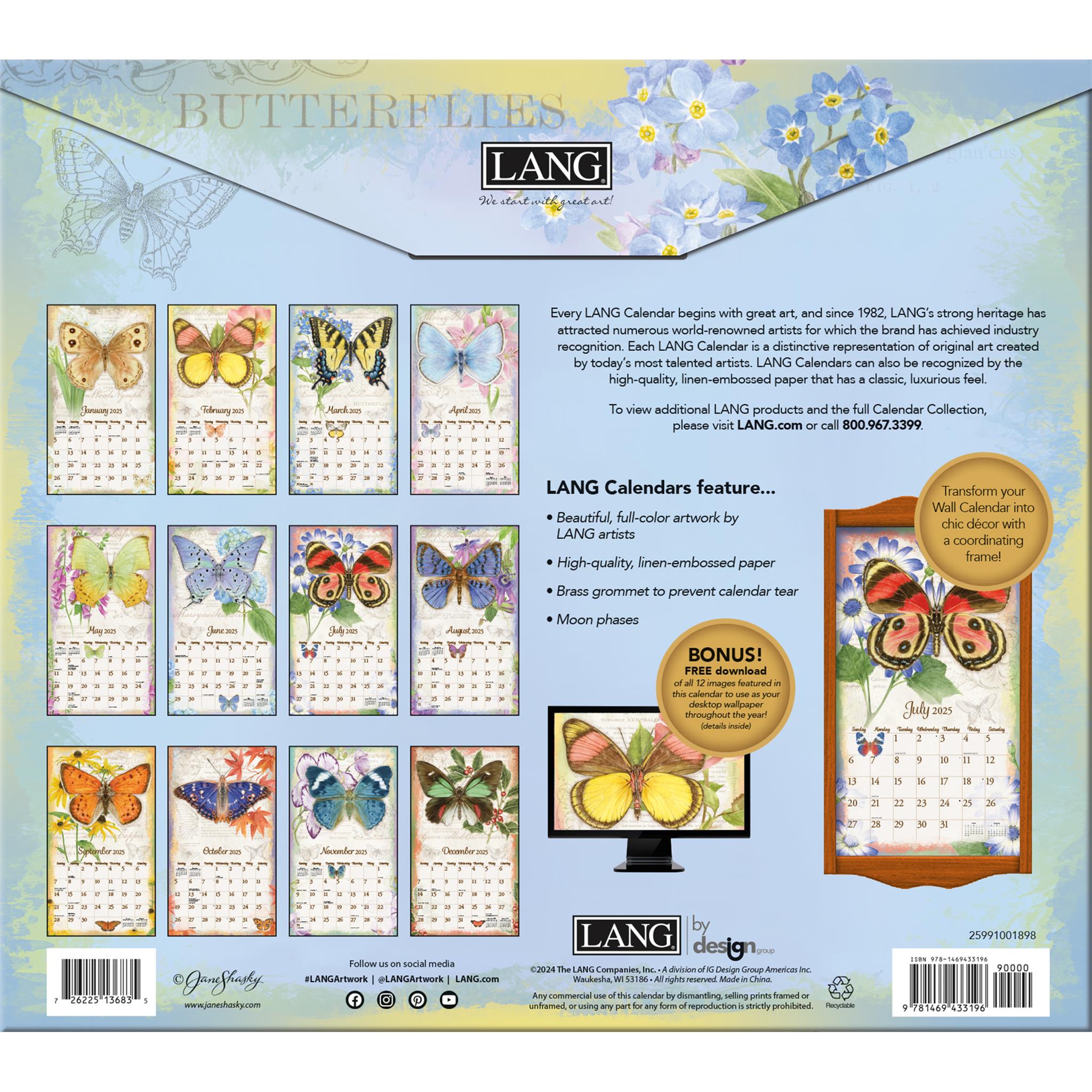 Butterflies Wall 2025 Calendar - Online Exclusive