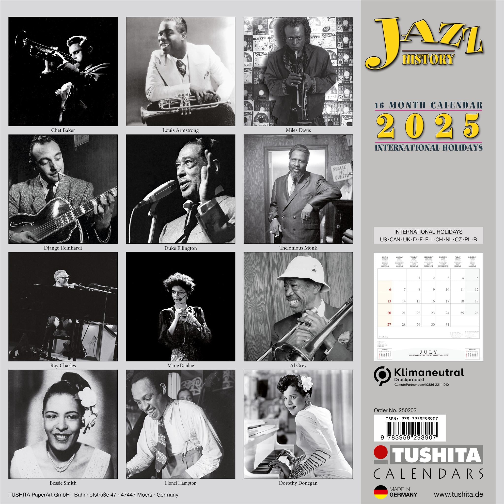 Jazz History Wall 2025 Calendar - Online Exclusive