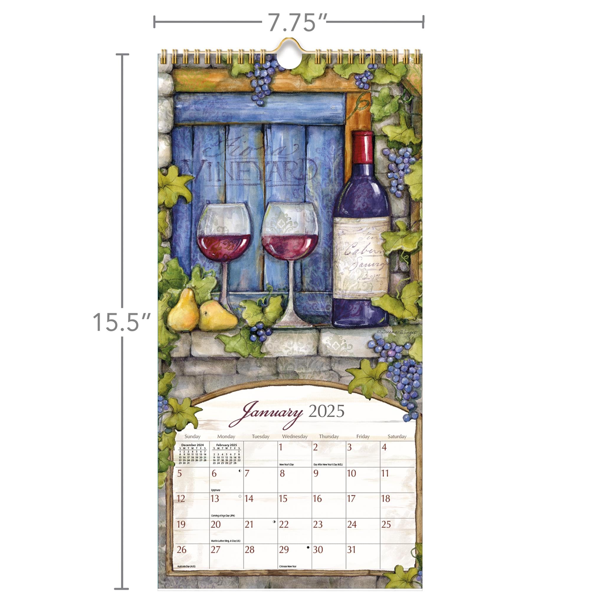 Wine Country Slim 2025 Calendar product image | Calendar Club Canada