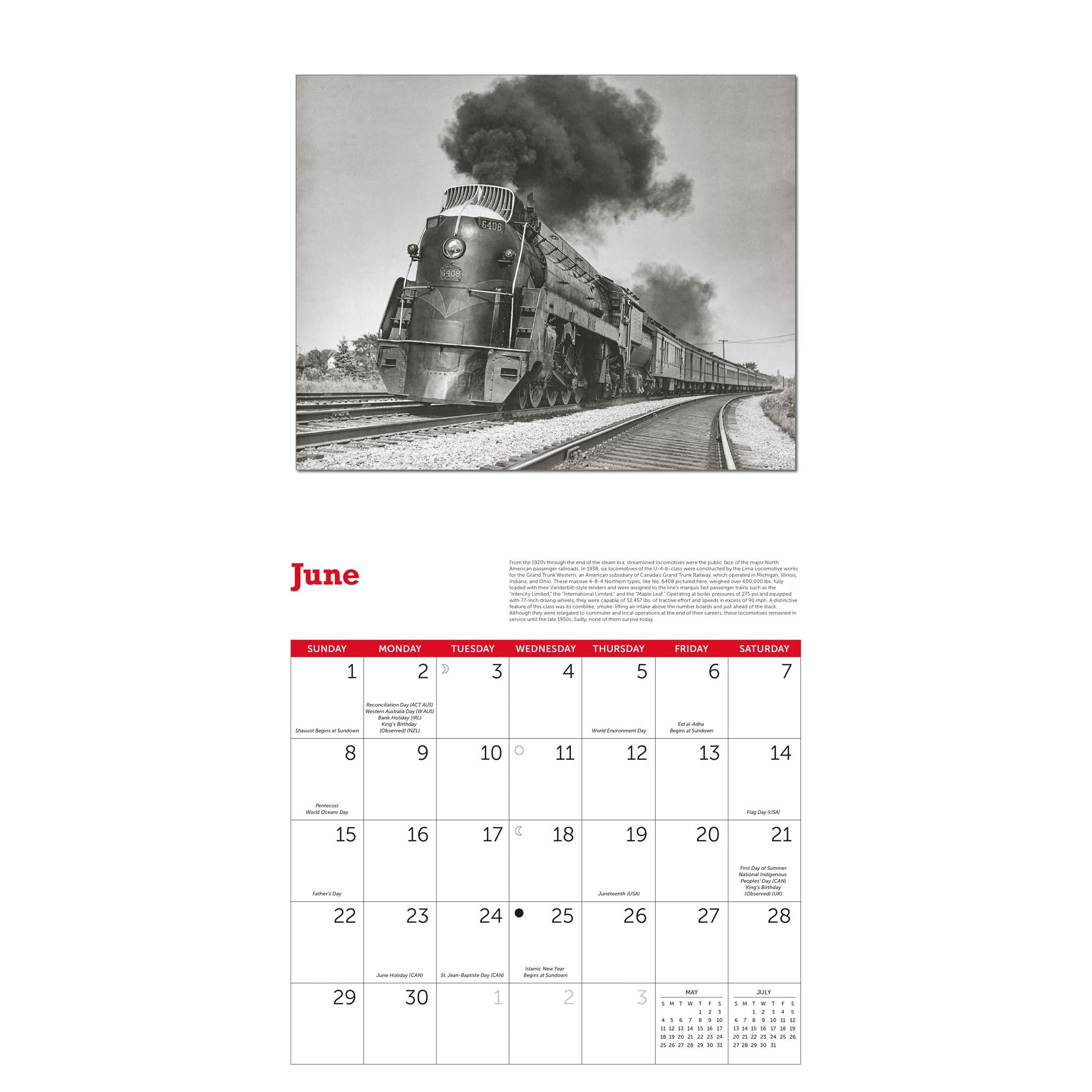 Trains Classic Wall 2025 Calendar