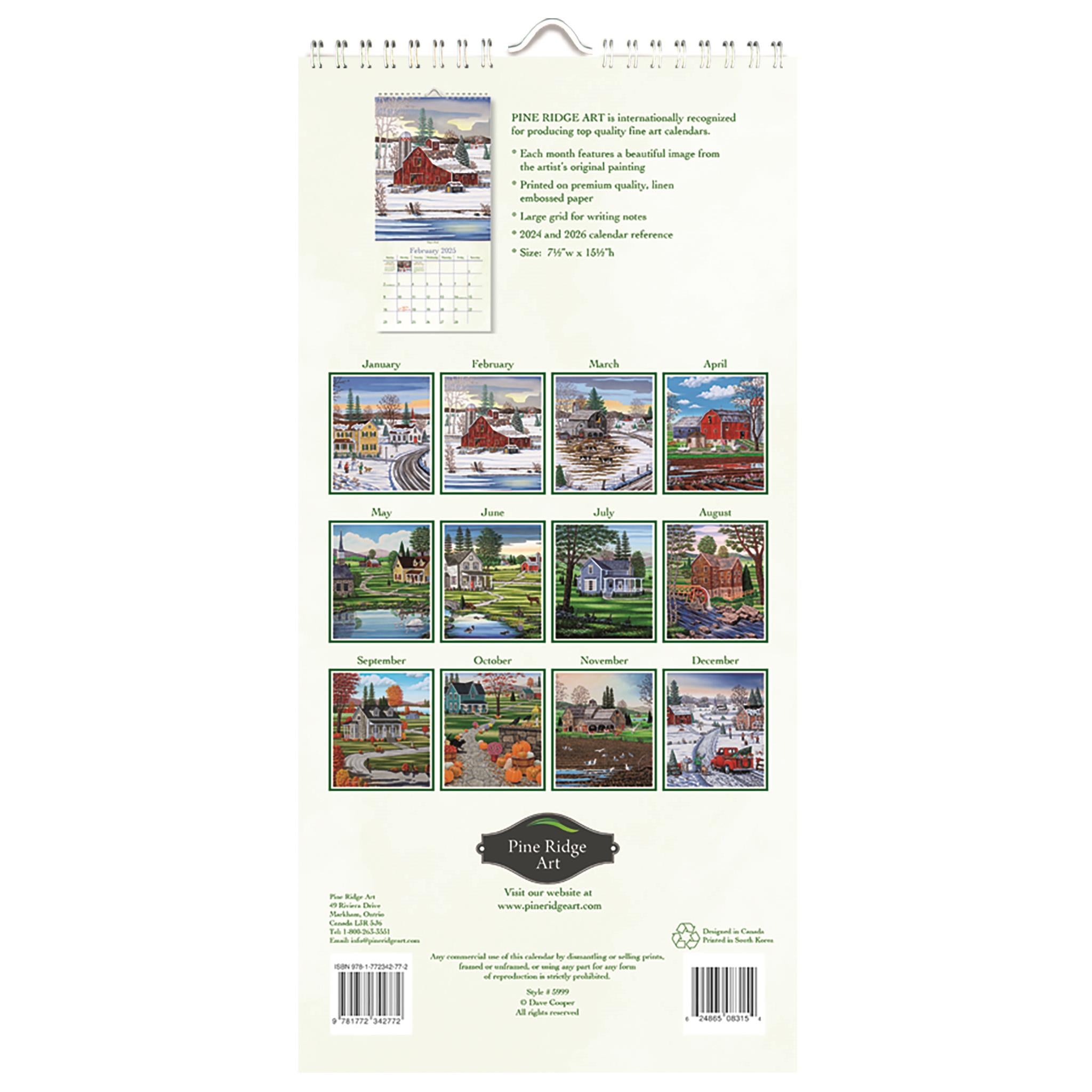 Country Roads Wall 2025 Calendar