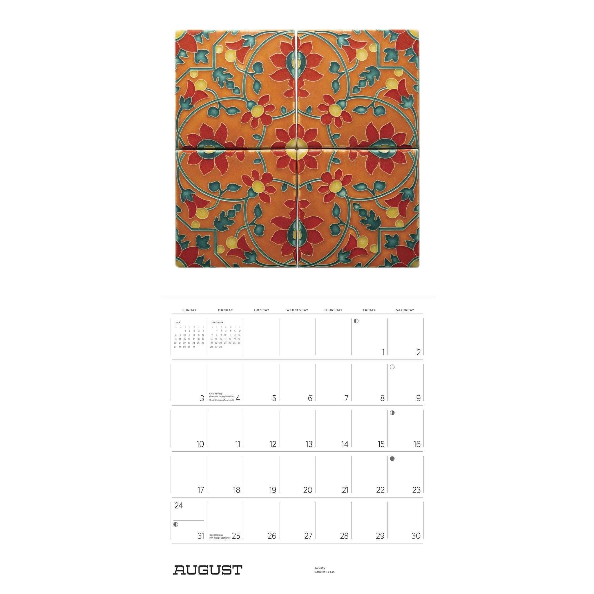 Arts And Crafts Tiles Wall 2025 Calendar - Online Exclusive