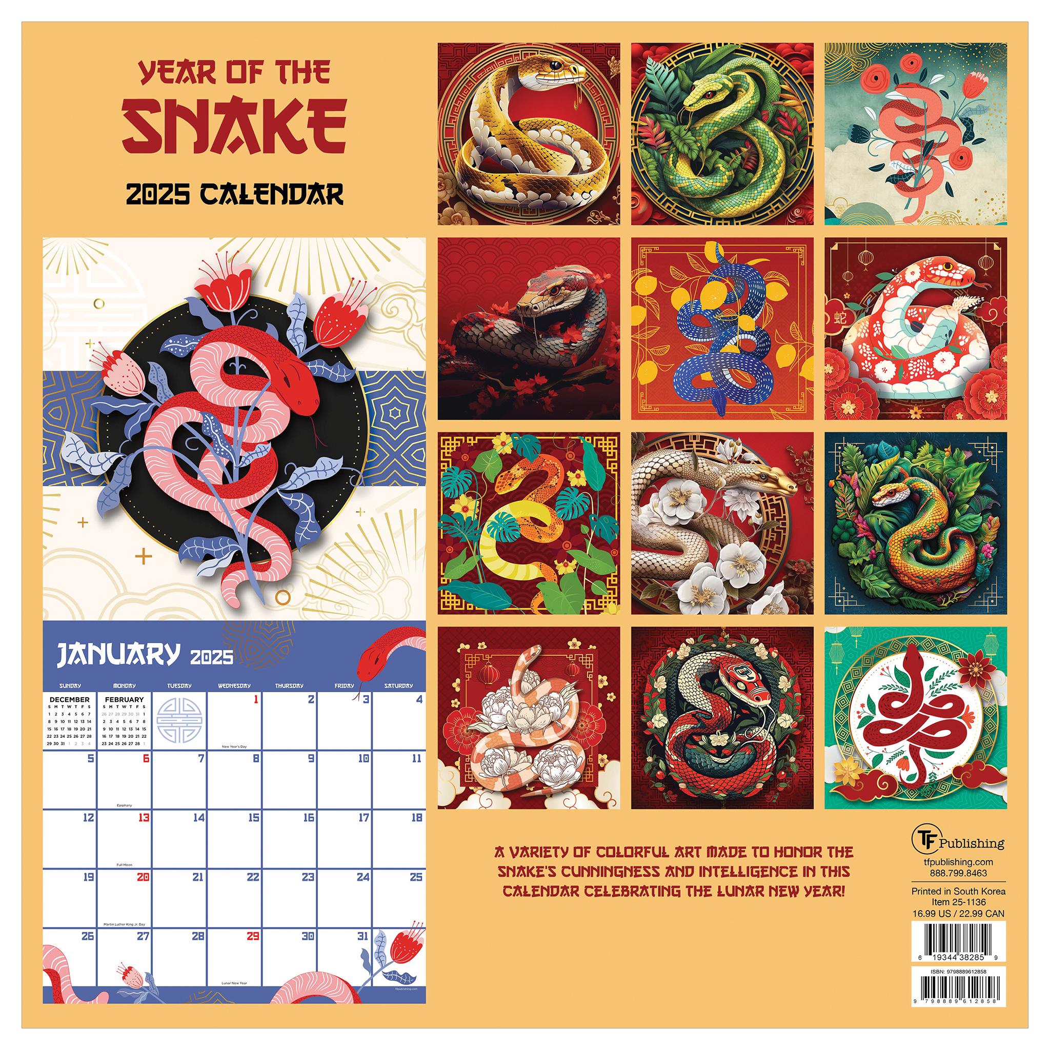 Year Of The Snake Wall 2025 Calendar - Online Exclusive