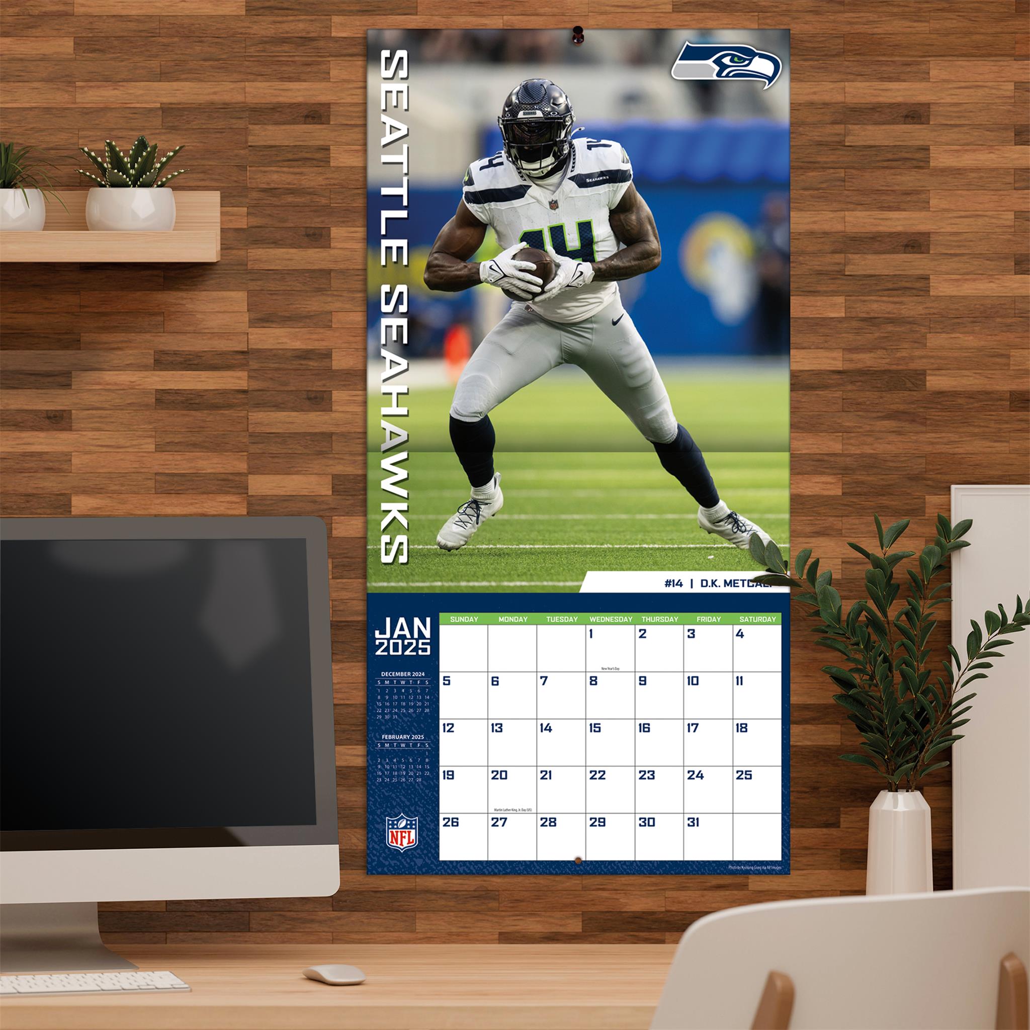 NFL Seattle Seahawks Wall 2025 Calendar