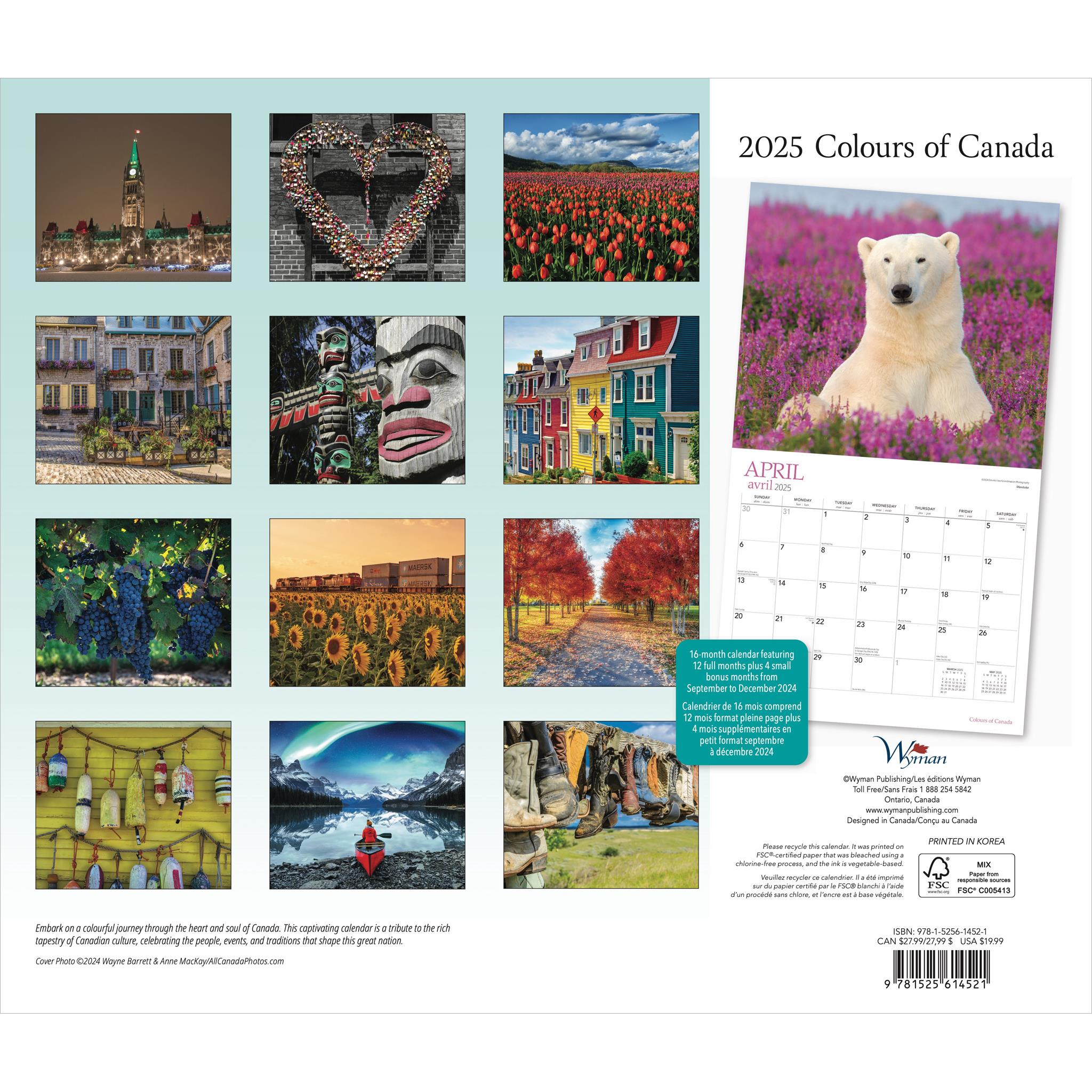 Colours Of Canada Deluxe Wall 2025 Calendar