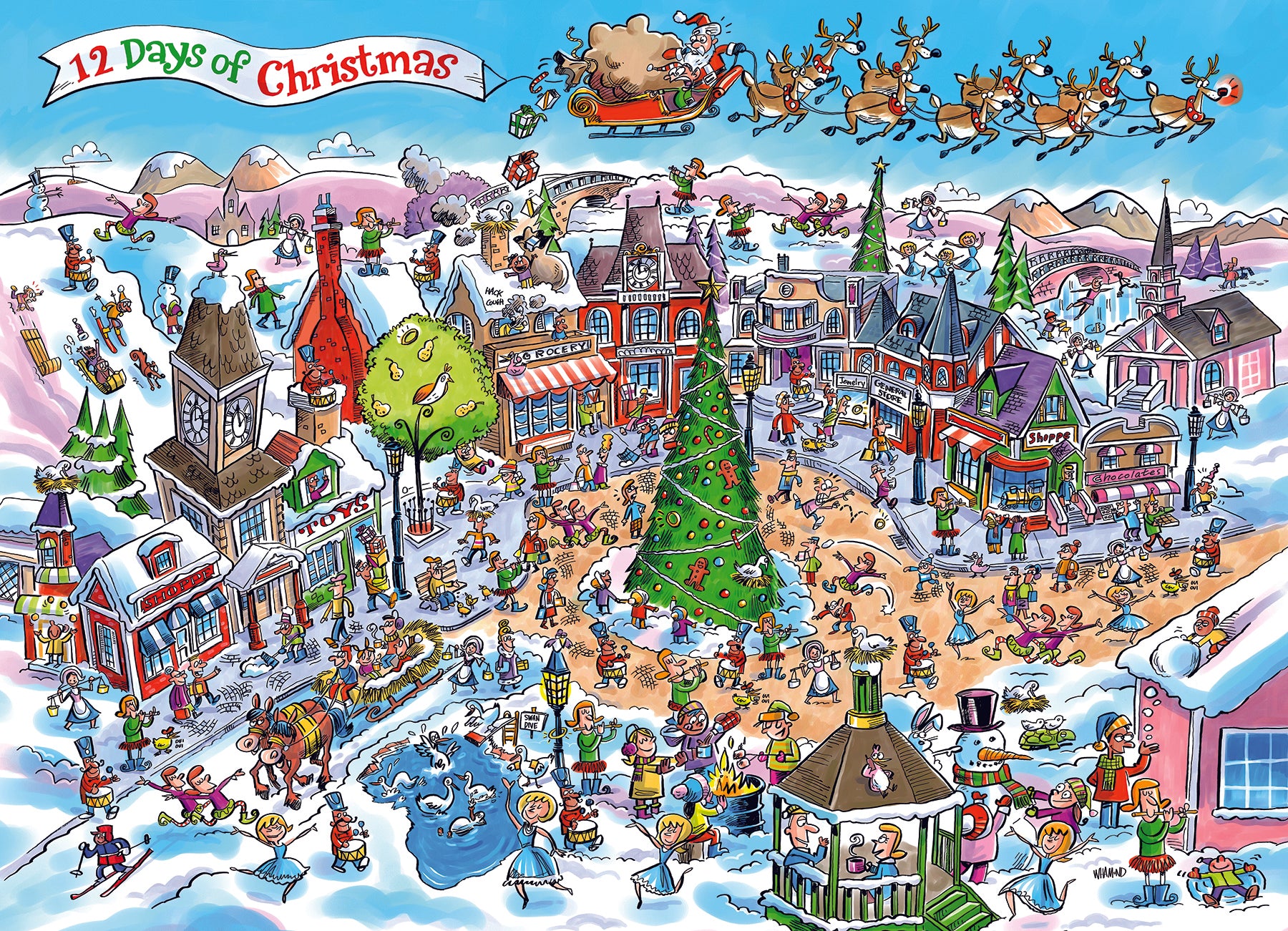 DoodleTown 12 Days of Christmas 1000 Piece Puzzle