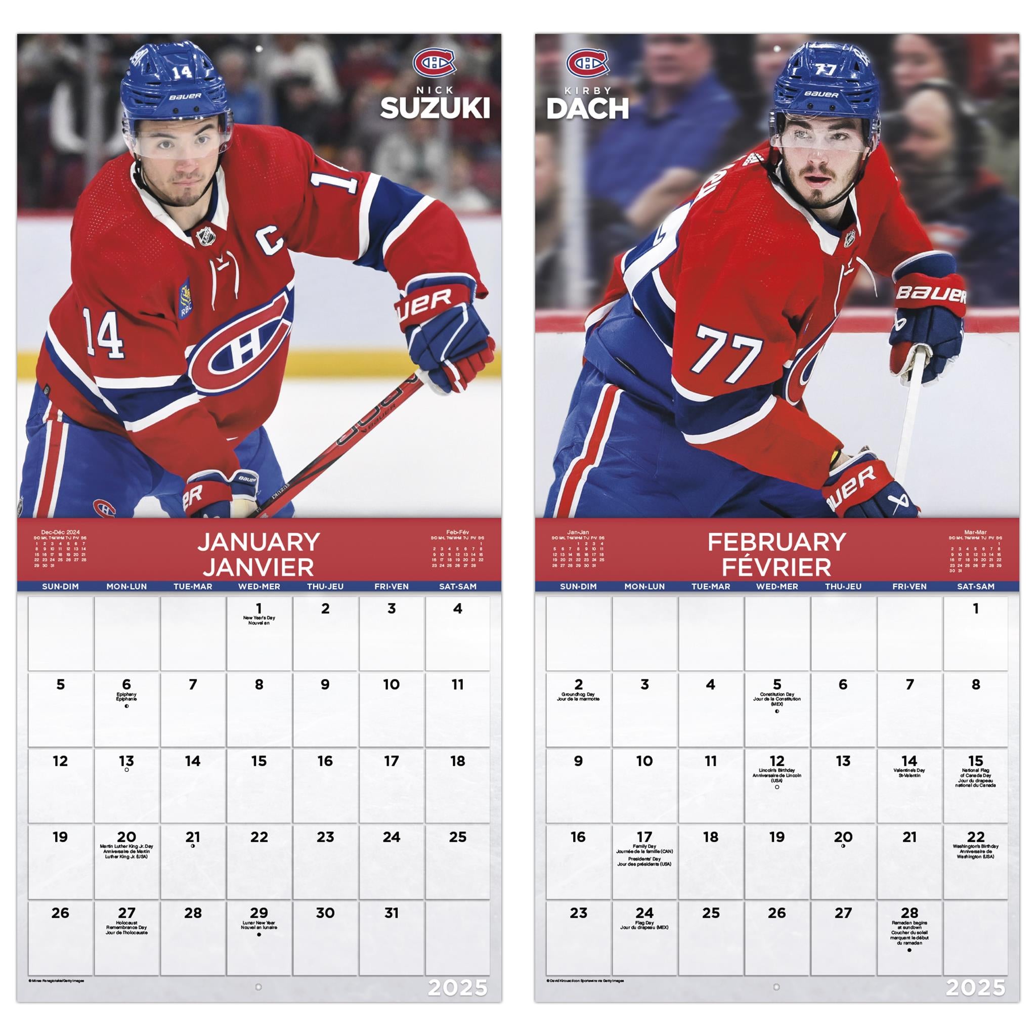 Montreal Canadiens Bilingual Wall 2025 Calendar