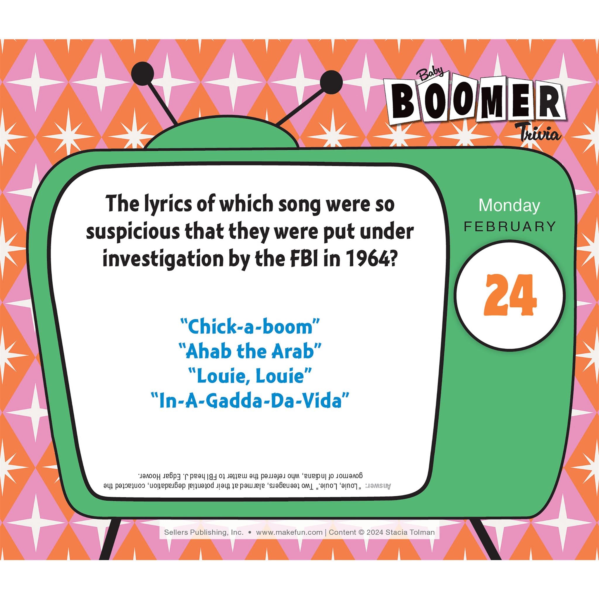 Baby Boomer Trivia Box 2025 Calendar