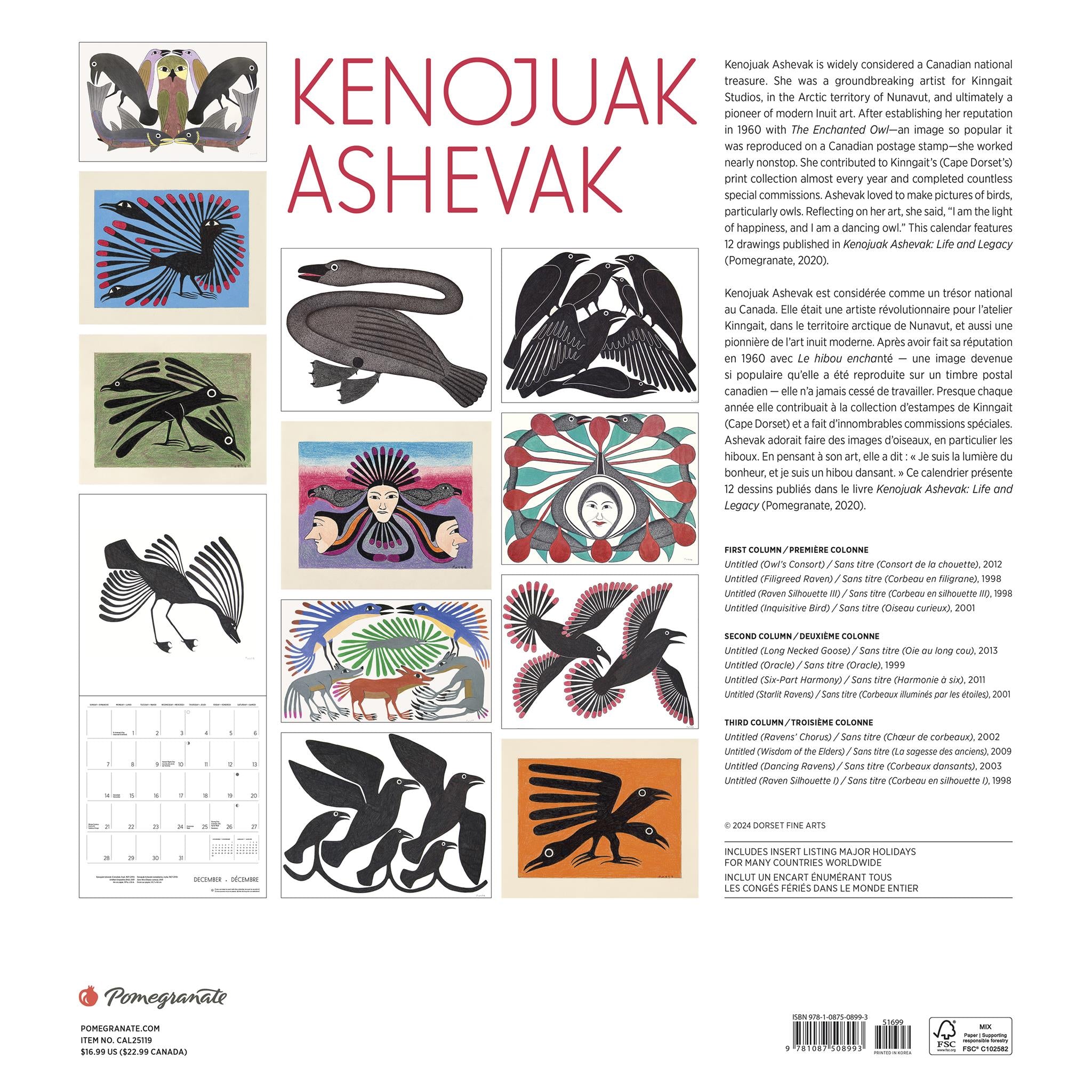 Kenojuak Ashevak Wall 2025 Calendar