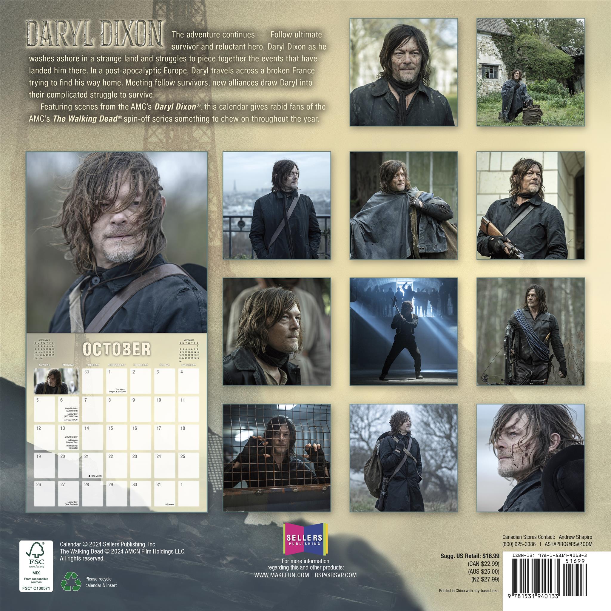 The Walking Dead Daryl Dixon Wall 2025 Calendar