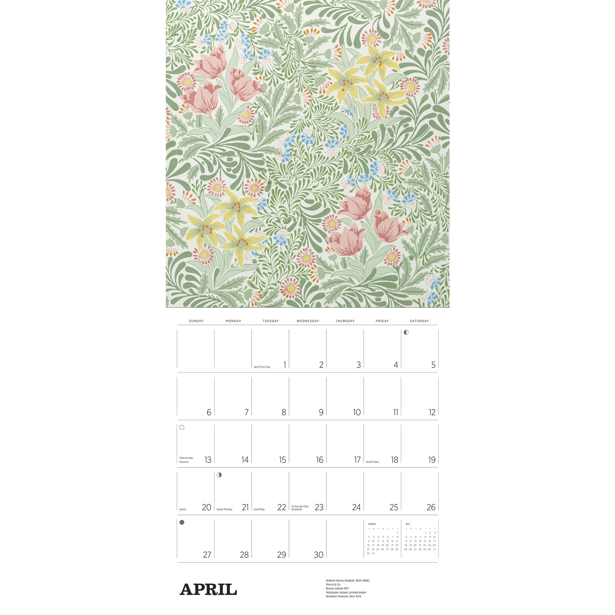 William Morris Arts Crafts Designs Wall 2025 Calendar