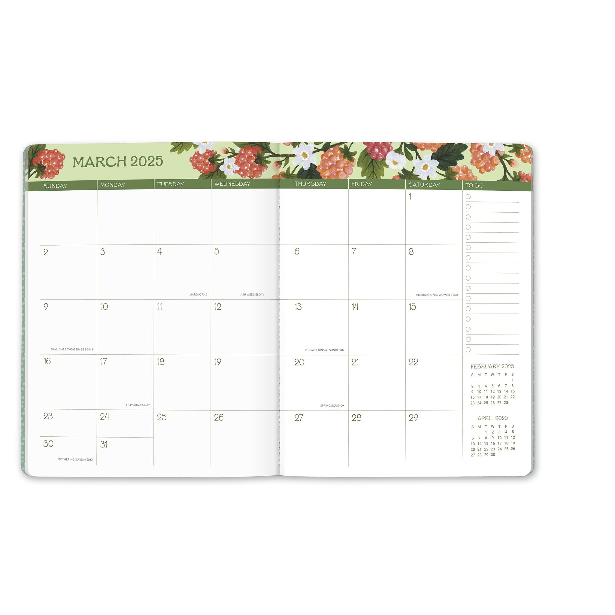 Fruit And Flora Just Right Monthly Planner 2025 Calendar